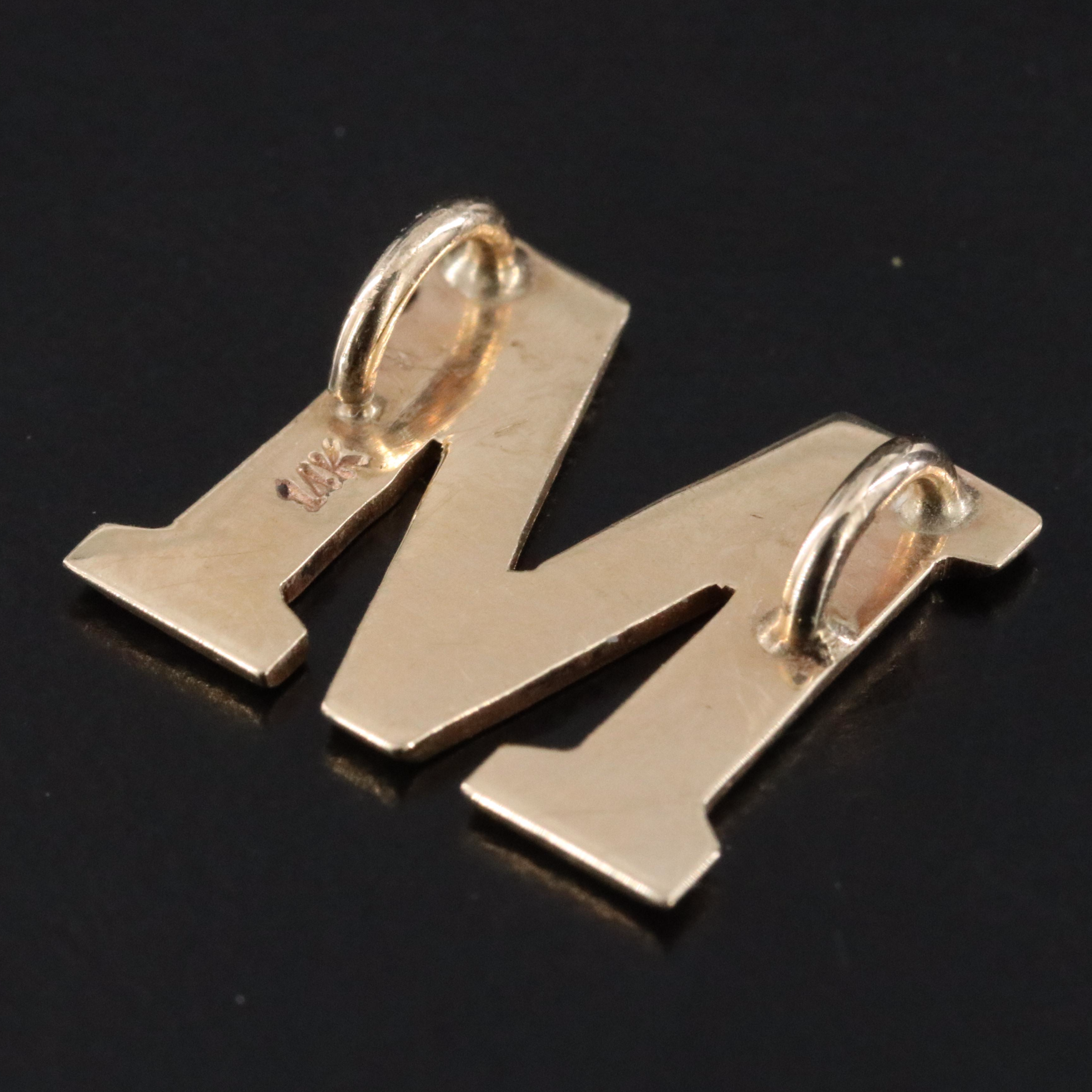 14K Letter "M" Pendant