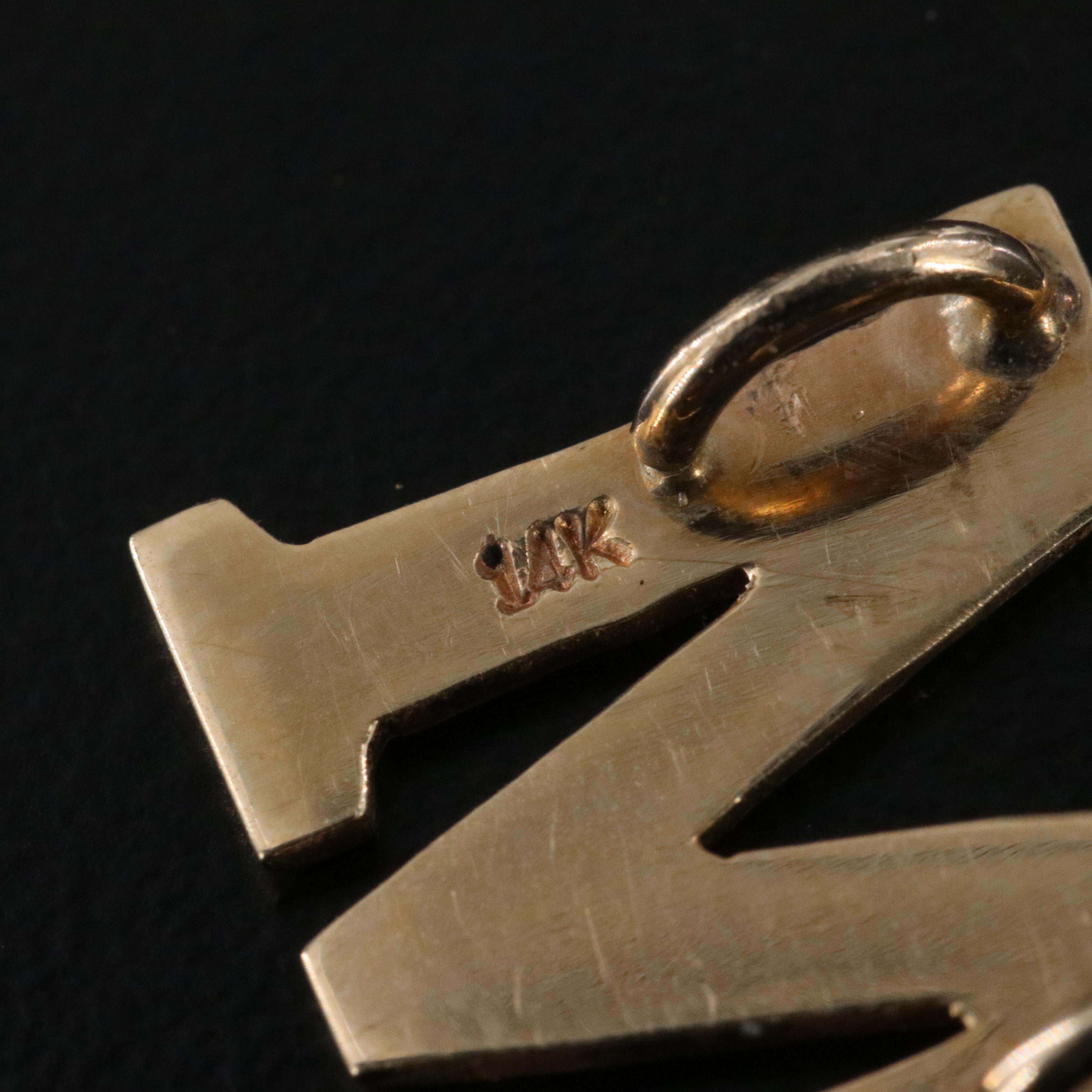14K Letter "M" Pendant