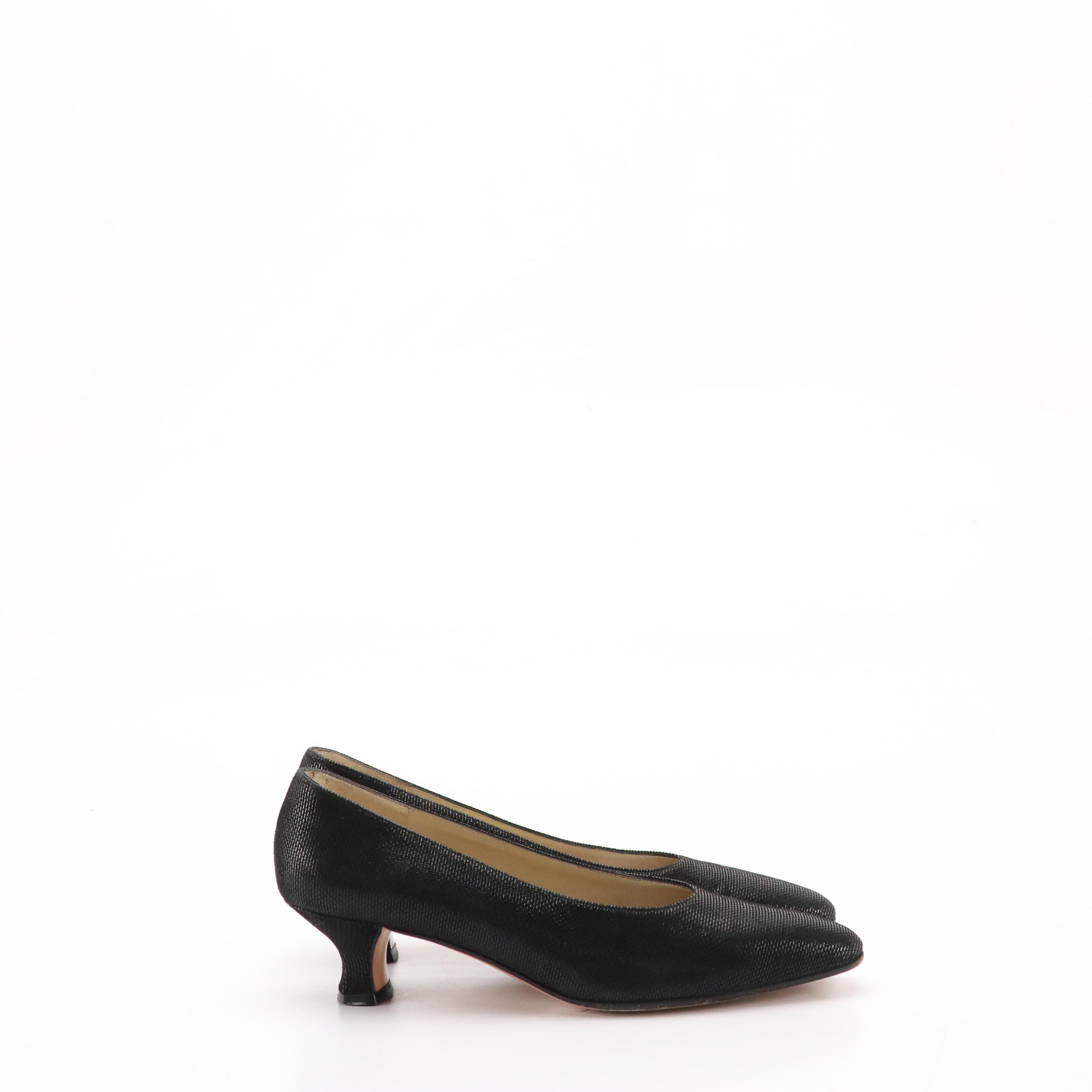 Salvatore Ferragamo Shiny Suede Low Heeled Shoes, Bally Heeled Leather Loafers