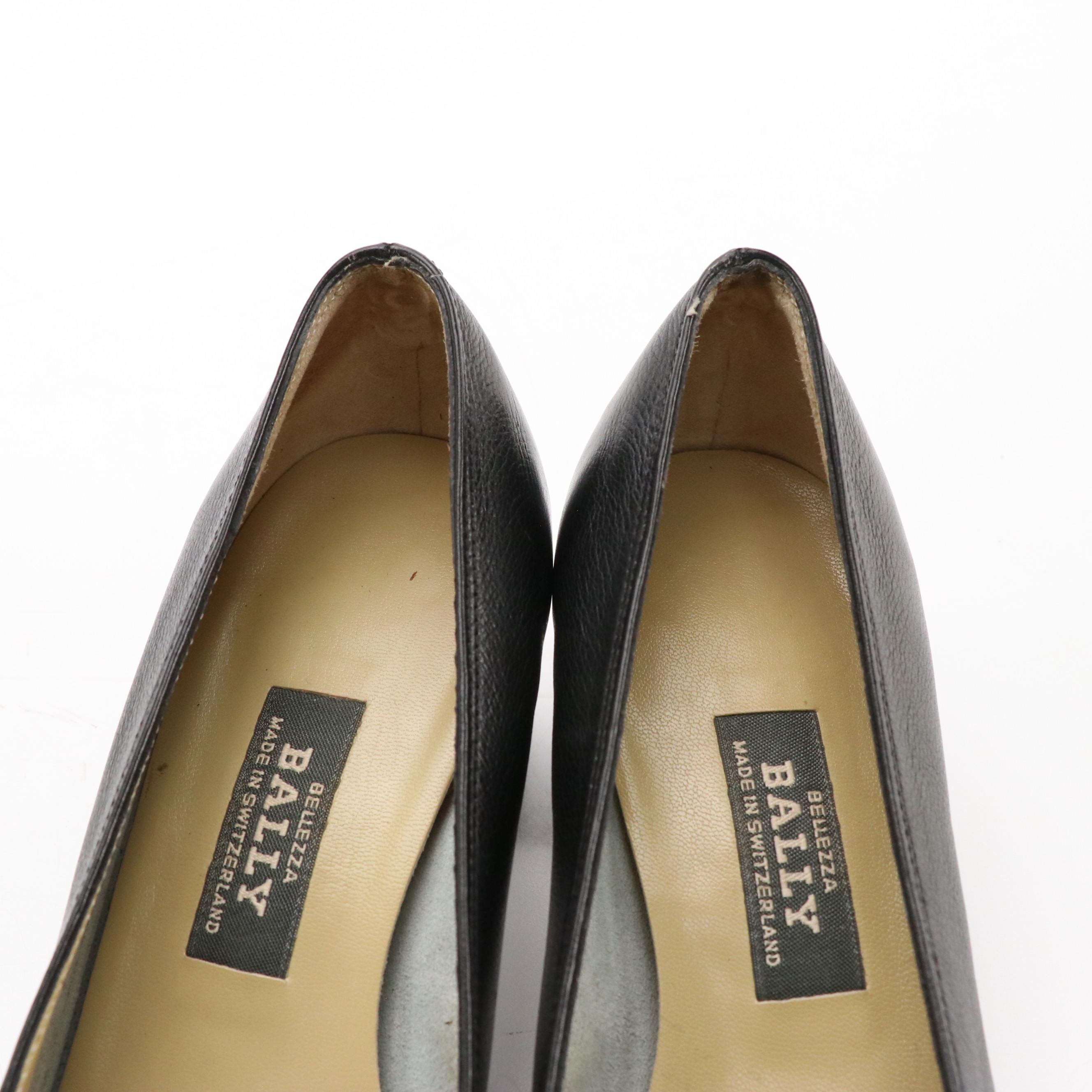 Salvatore Ferragamo Shiny Suede Low Heeled Shoes, Bally Heeled Leather Loafers