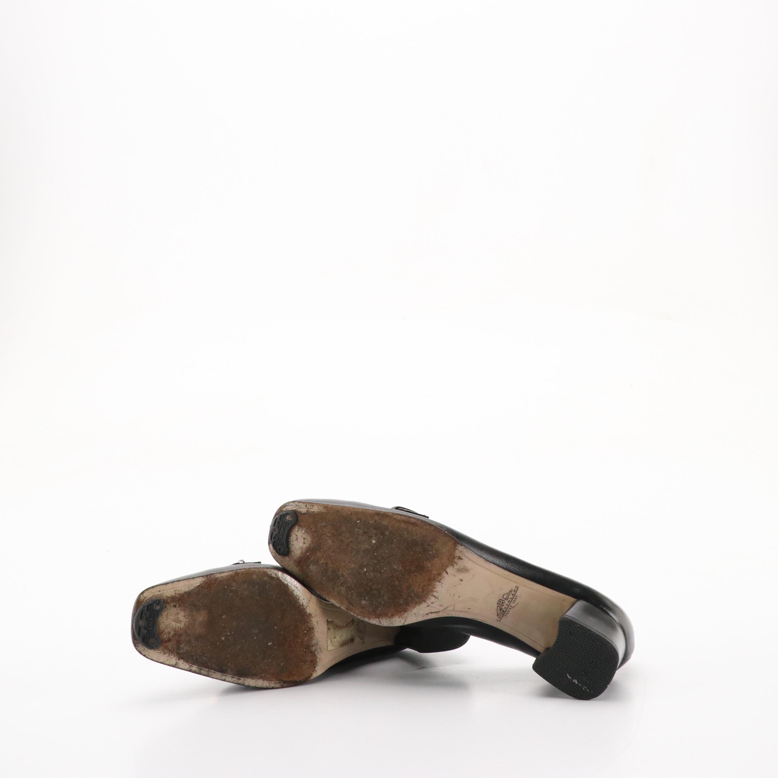 Salvatore Ferragamo Shiny Suede Low Heeled Shoes, Bally Heeled Leather Loafers