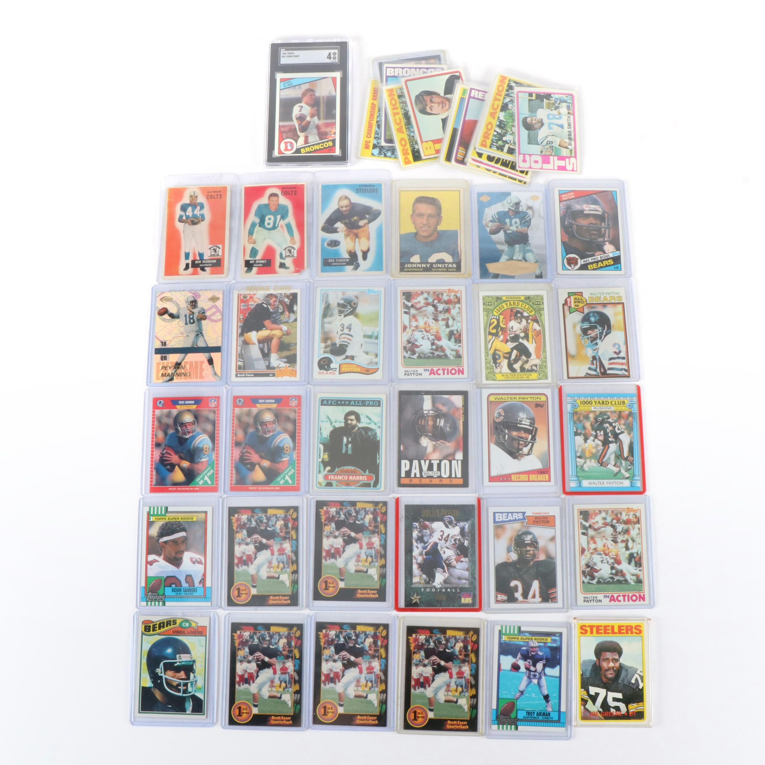 1984 Topps John Elway SGC Graded Rookie with Other Football Cards, 1950s-1990s
