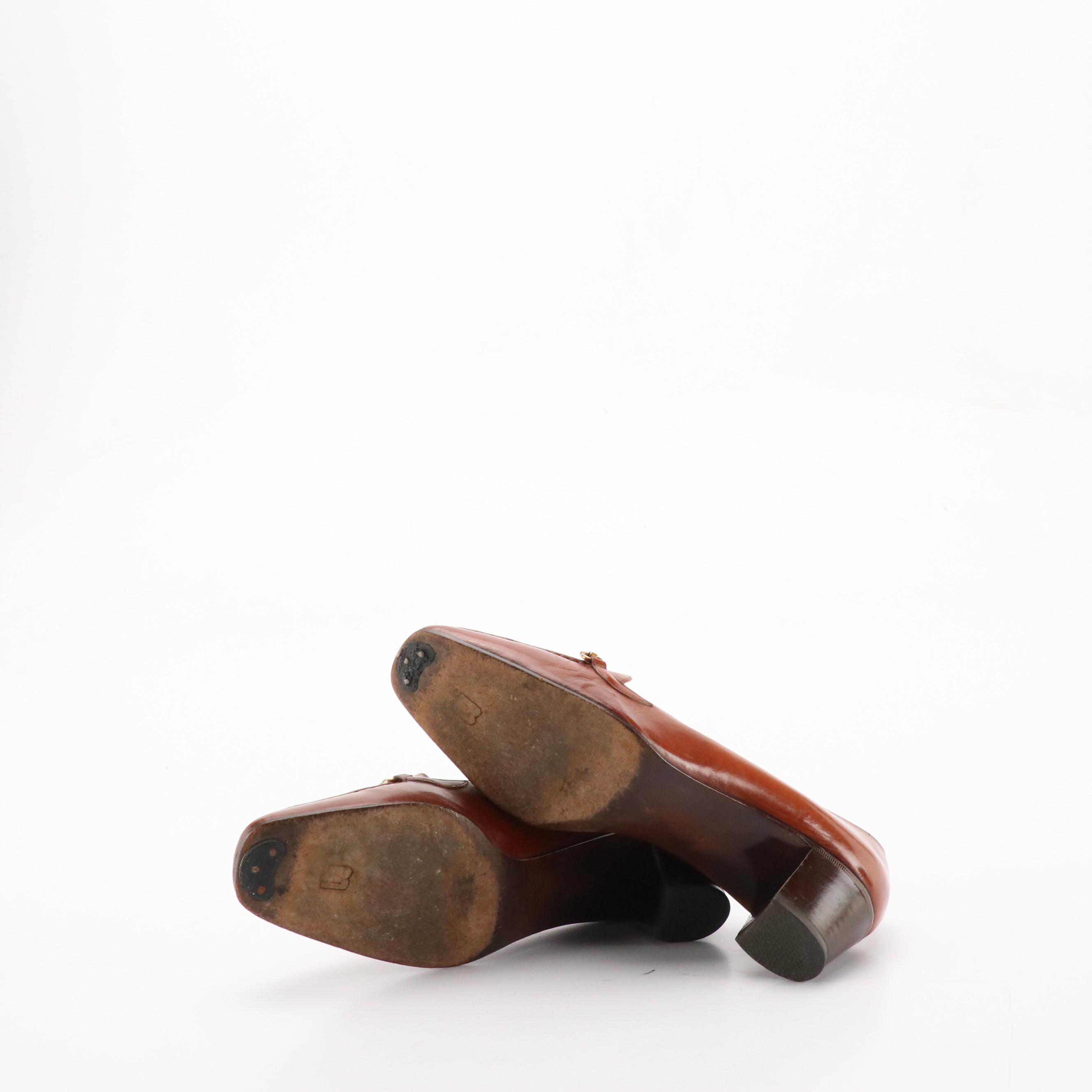 Bally and Bruno Magli Caramel Brown Leather Low-Heeled Shoes