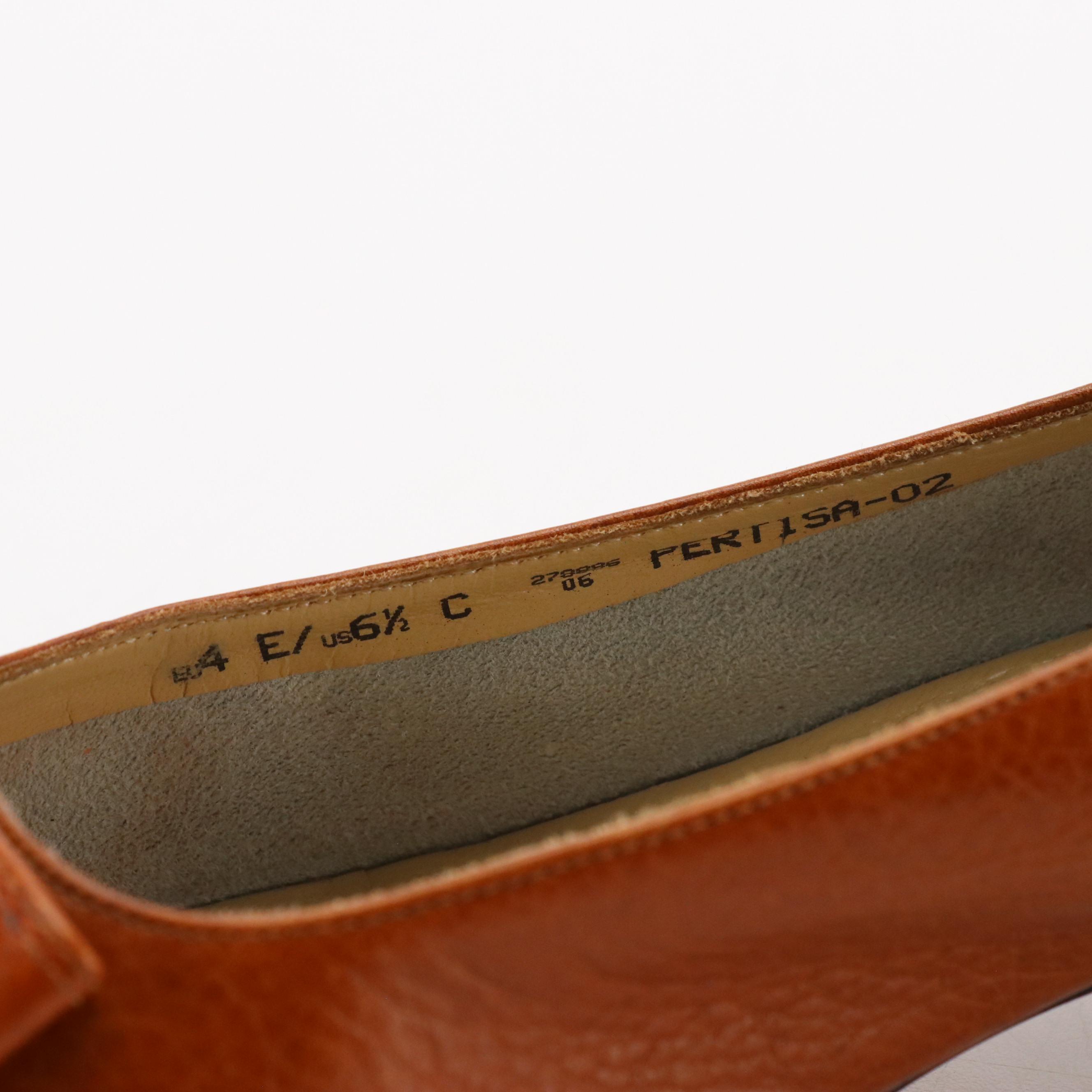 Bally and Bruno Magli Caramel Brown Leather Low-Heeled Shoes