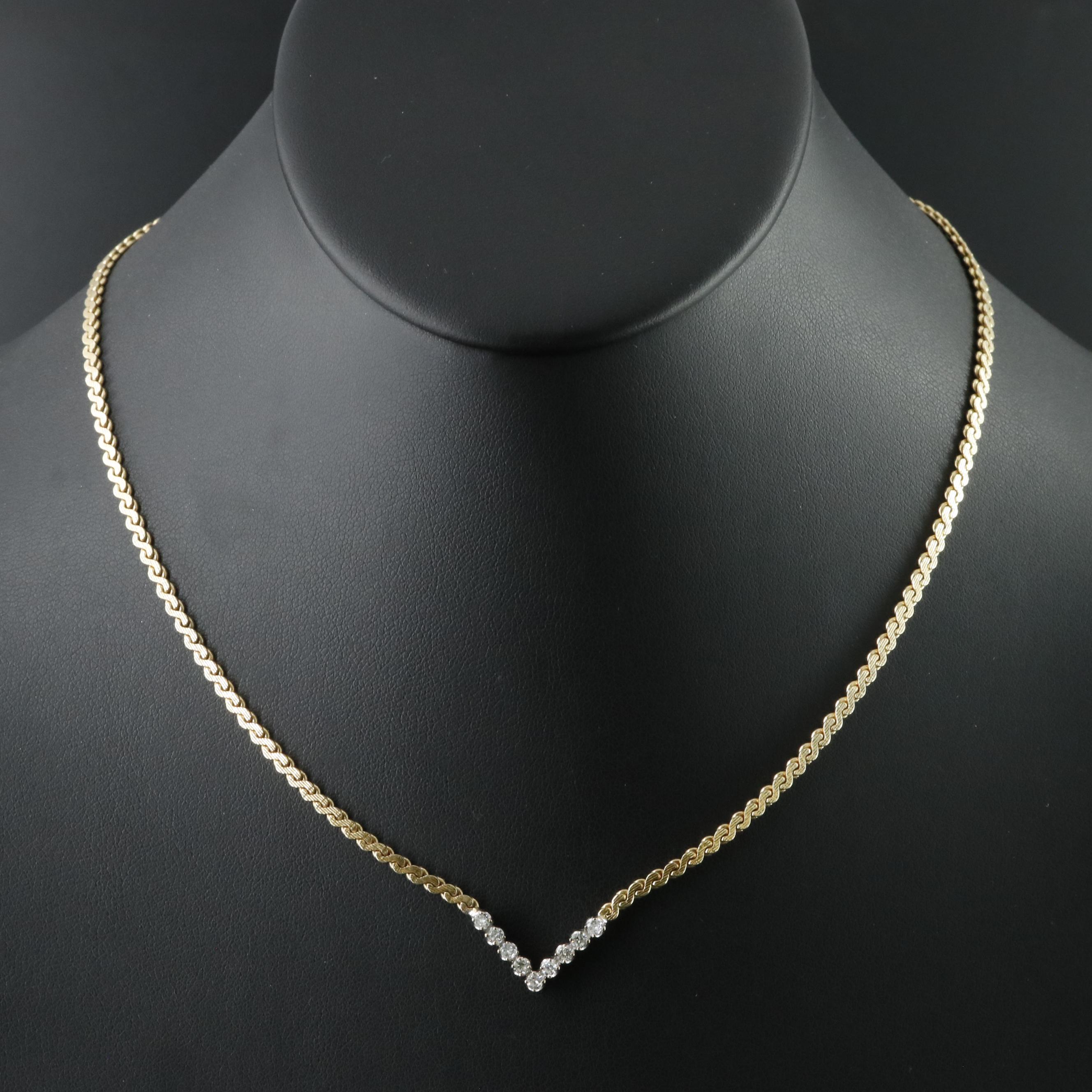 10K 0.36 CTW Diamond Station on 14K Serpentine Necklace