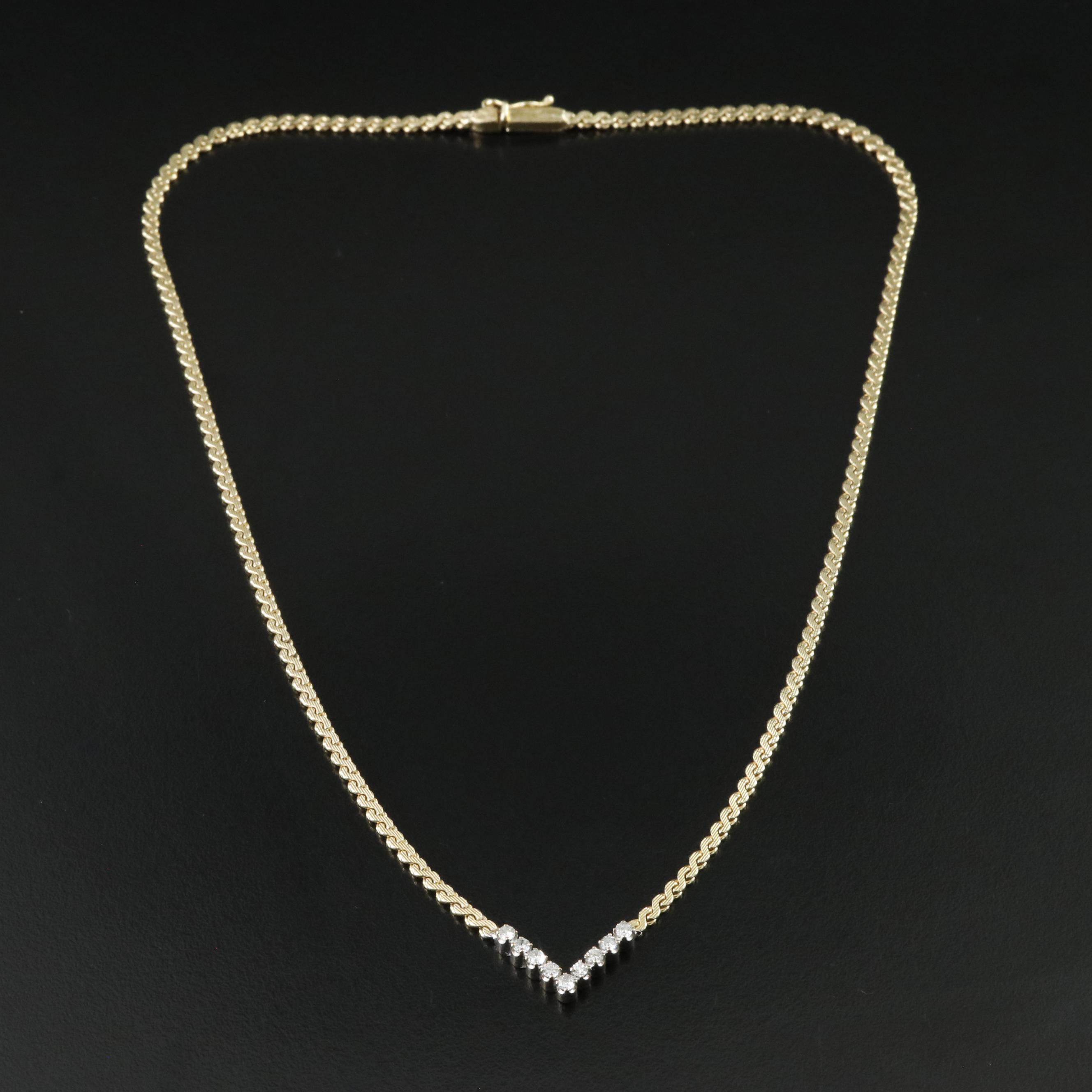 10K 0.36 CTW Diamond Station on 14K Serpentine Necklace