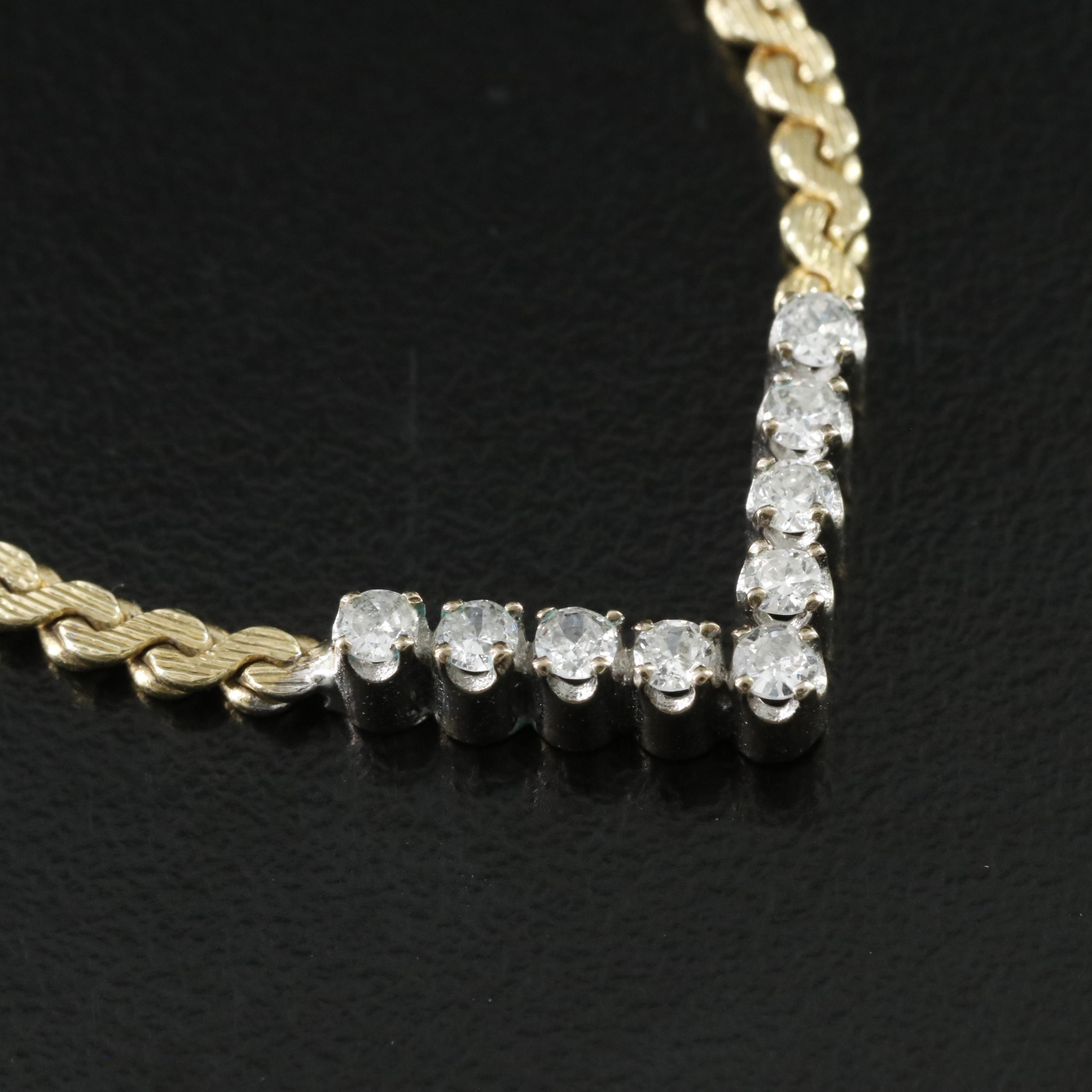 10K 0.36 CTW Diamond Station on 14K Serpentine Necklace