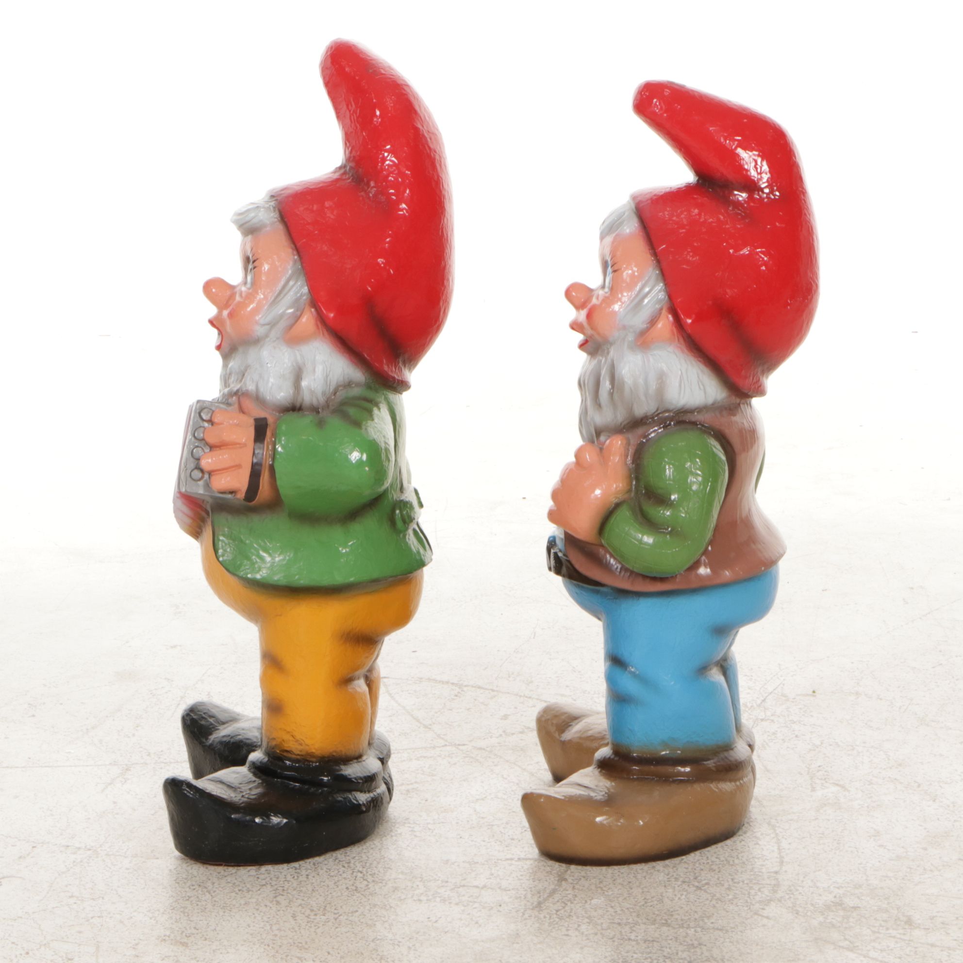 Pair of Musical Merry Garden Gnome Sculptures