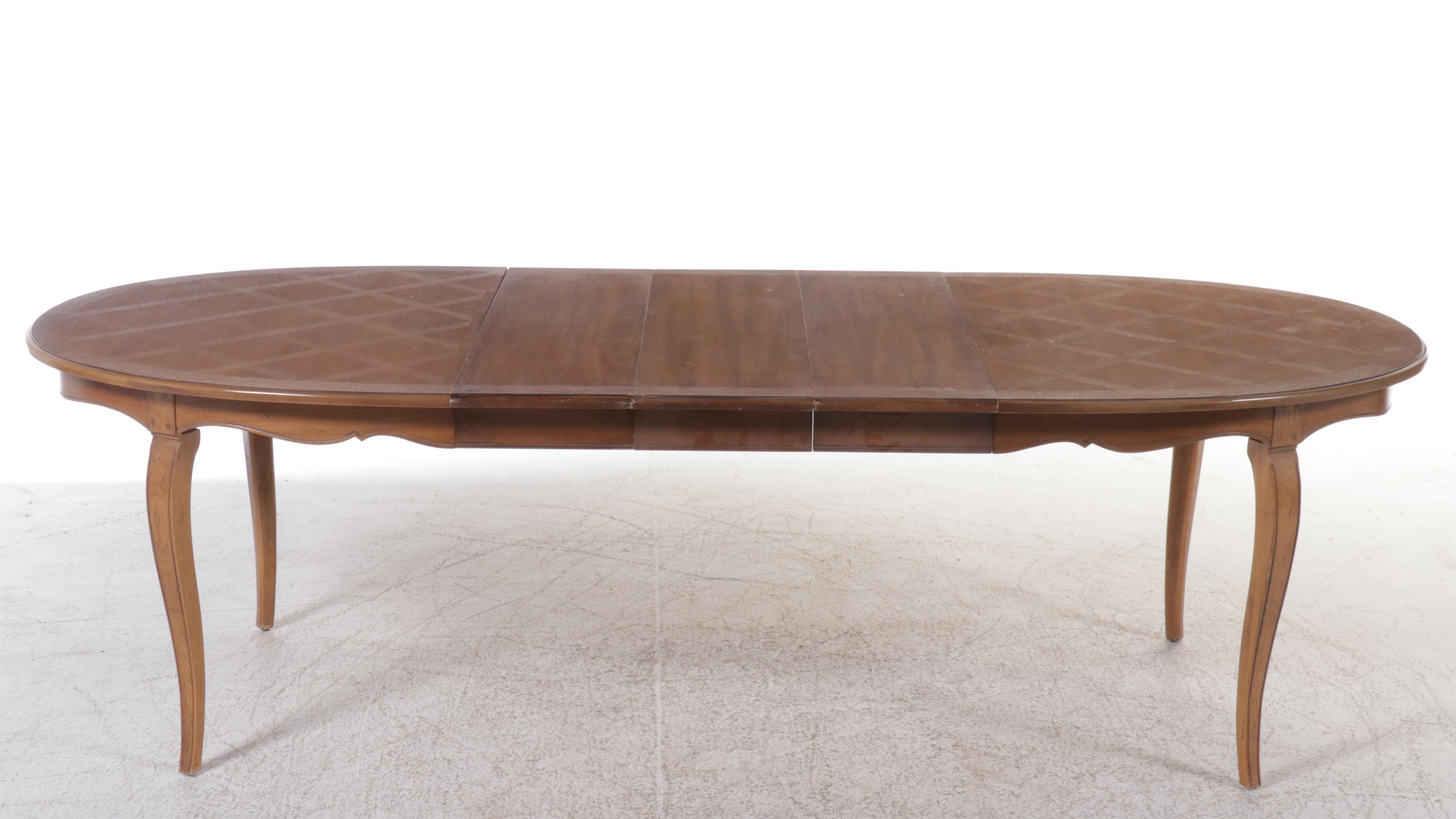 Seven Piece French Provincial Style Dining Set with Cane Back Chairs