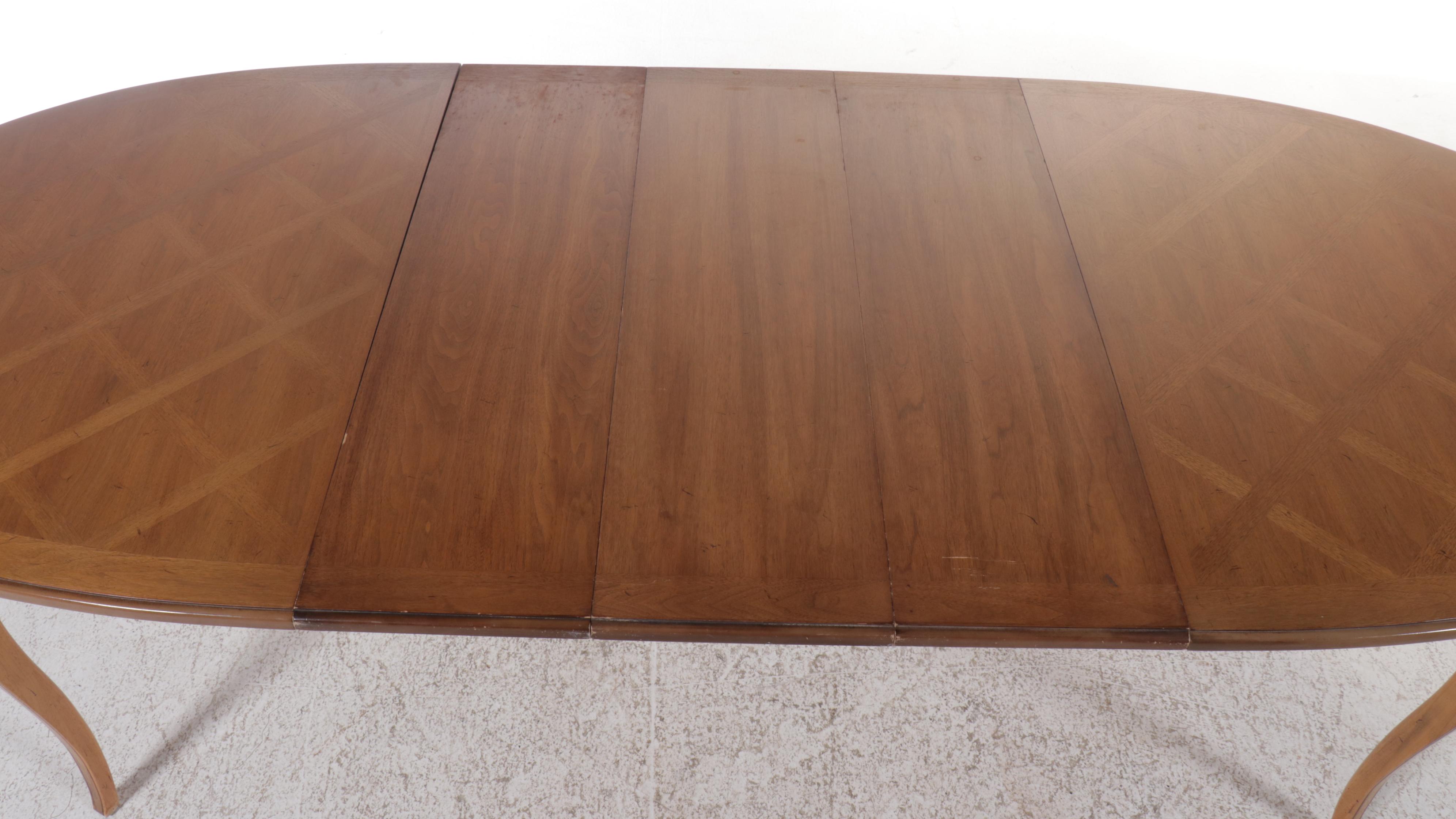 Seven Piece French Provincial Style Dining Set with Cane Back Chairs