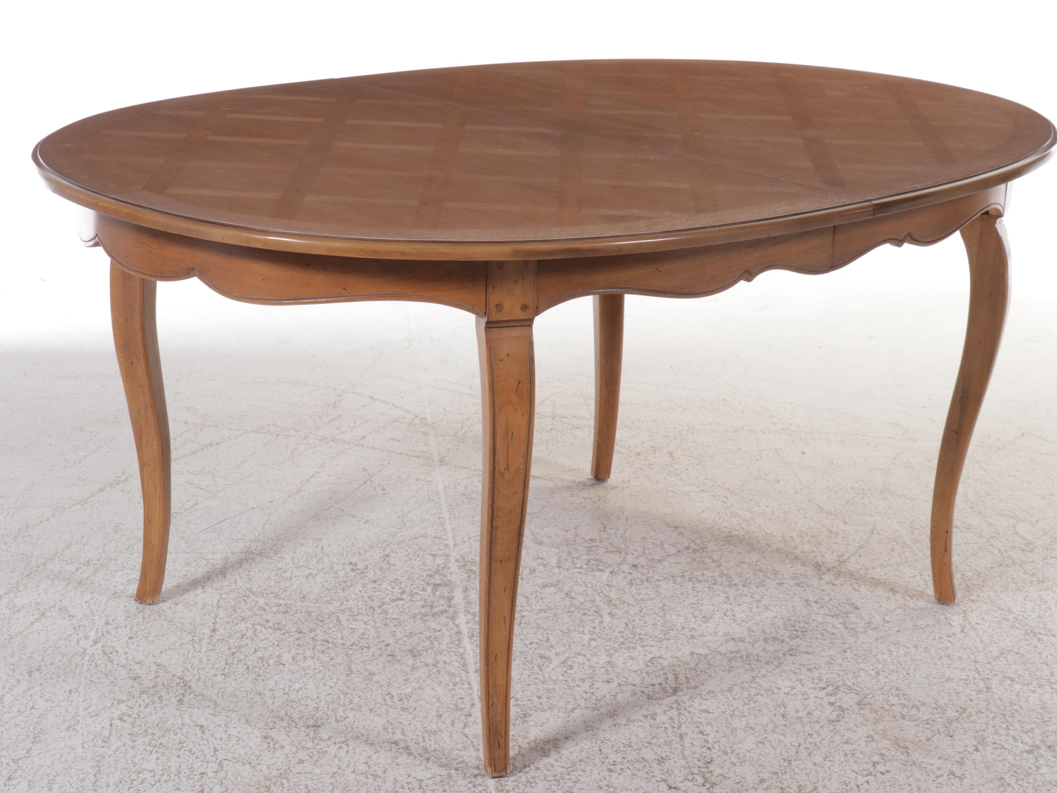 Seven Piece French Provincial Style Dining Set with Cane Back Chairs