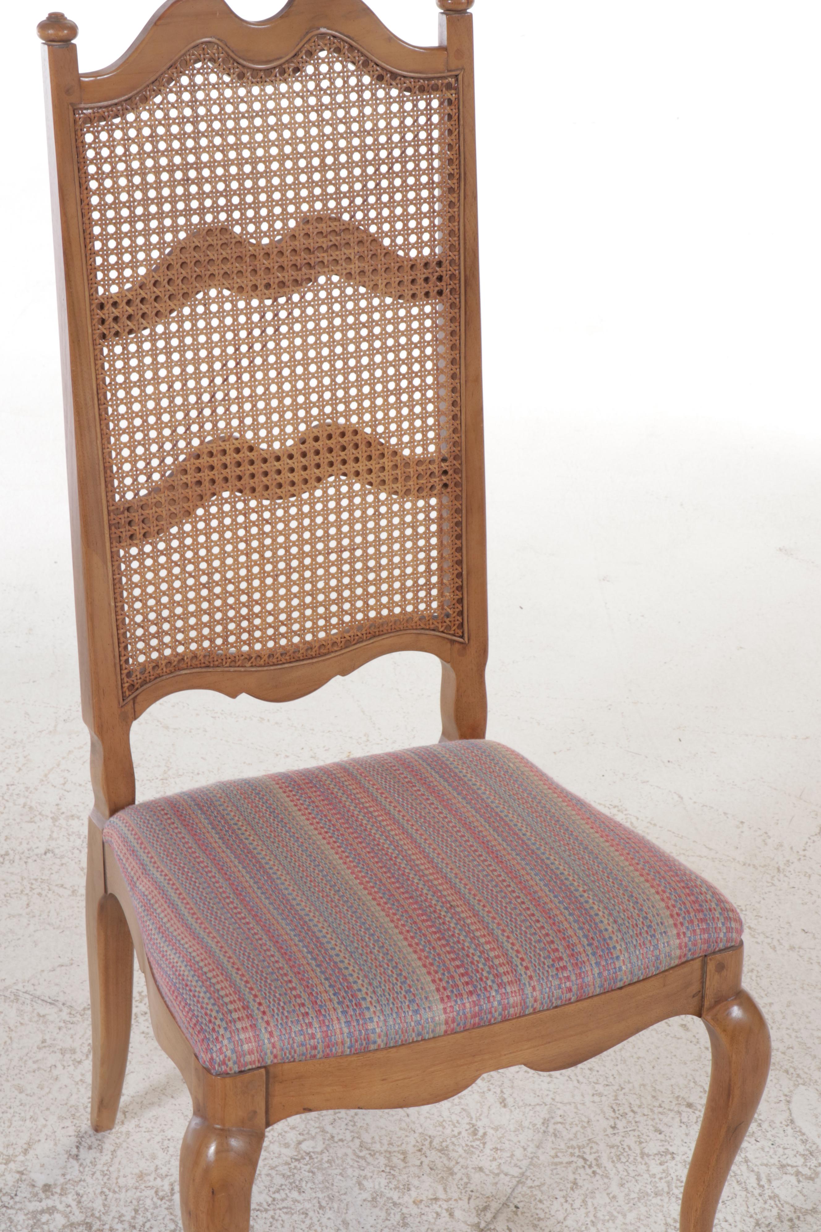 Seven Piece French Provincial Style Dining Set with Cane Back Chairs