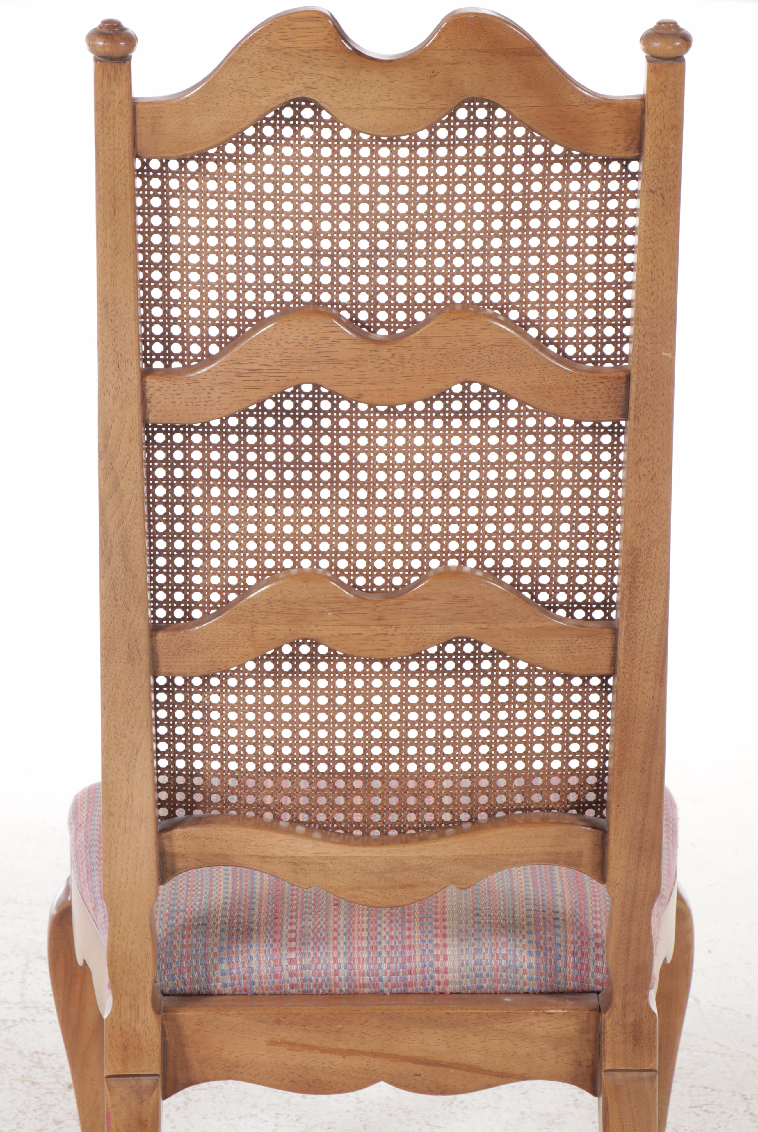 Seven Piece French Provincial Style Dining Set with Cane Back Chairs