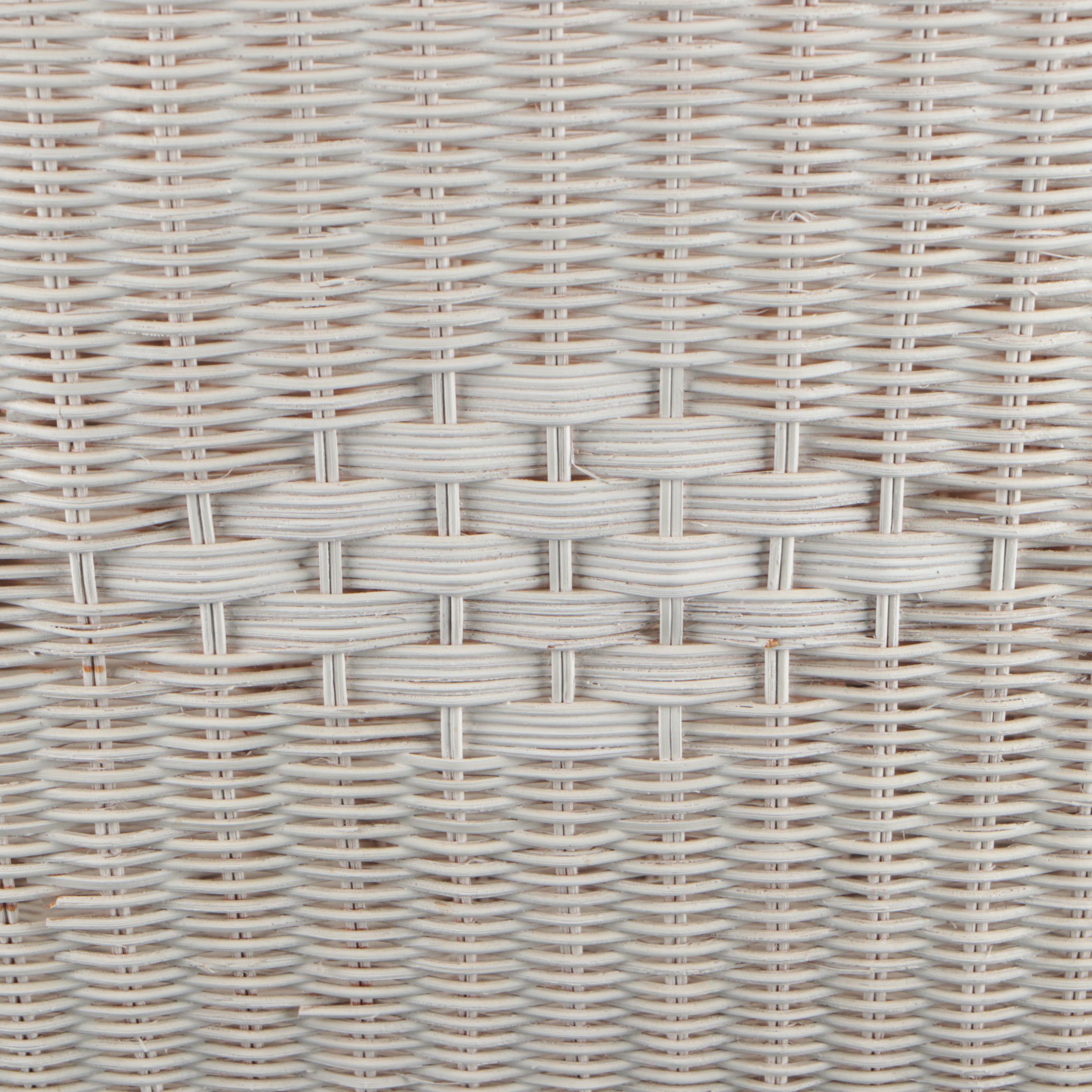 Mud-Century Style White-Painted Wicker Table Lamp and Magazine Rack