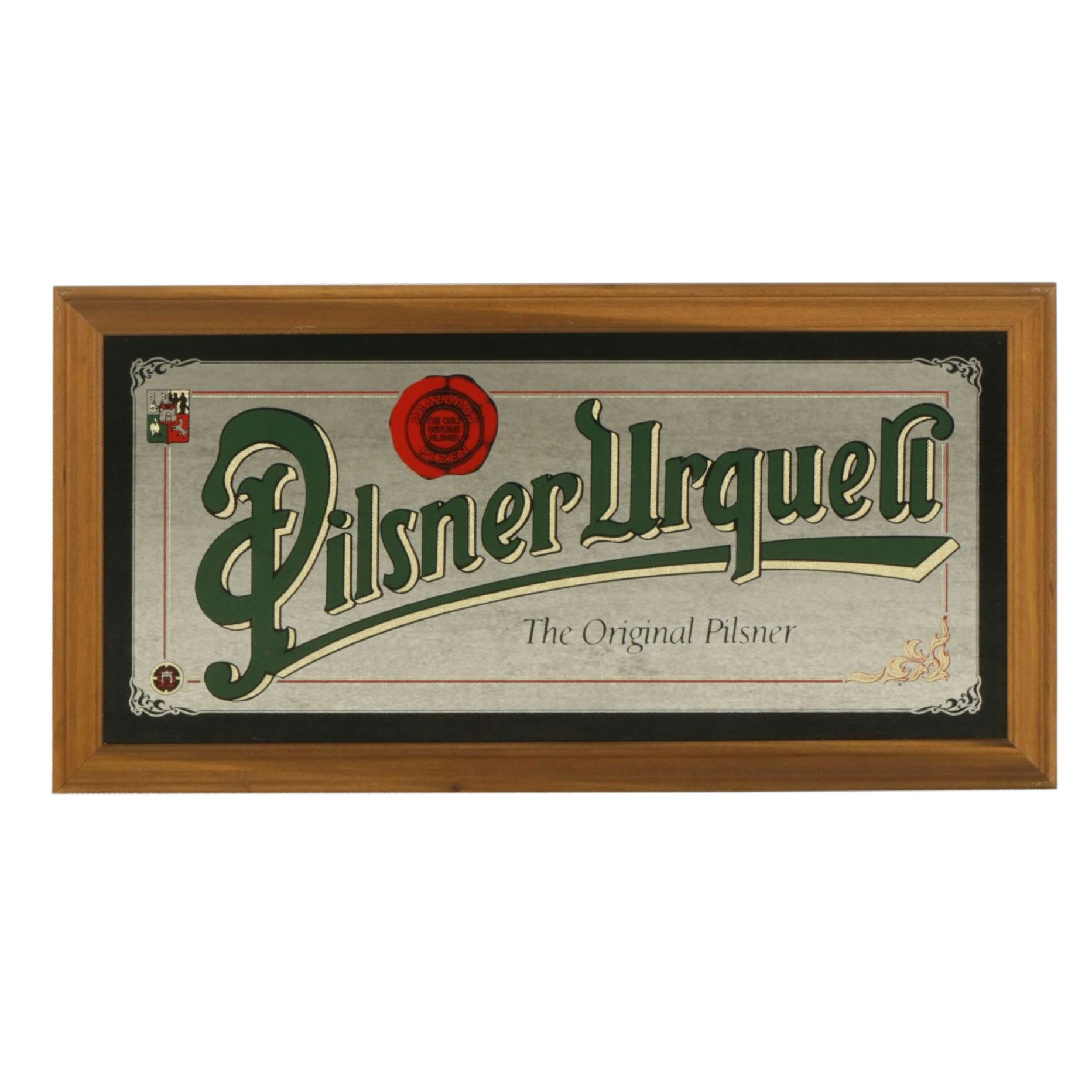 Pilsner Urquell Lager Beer Mirrored Advertising Sign, Late 20th Century