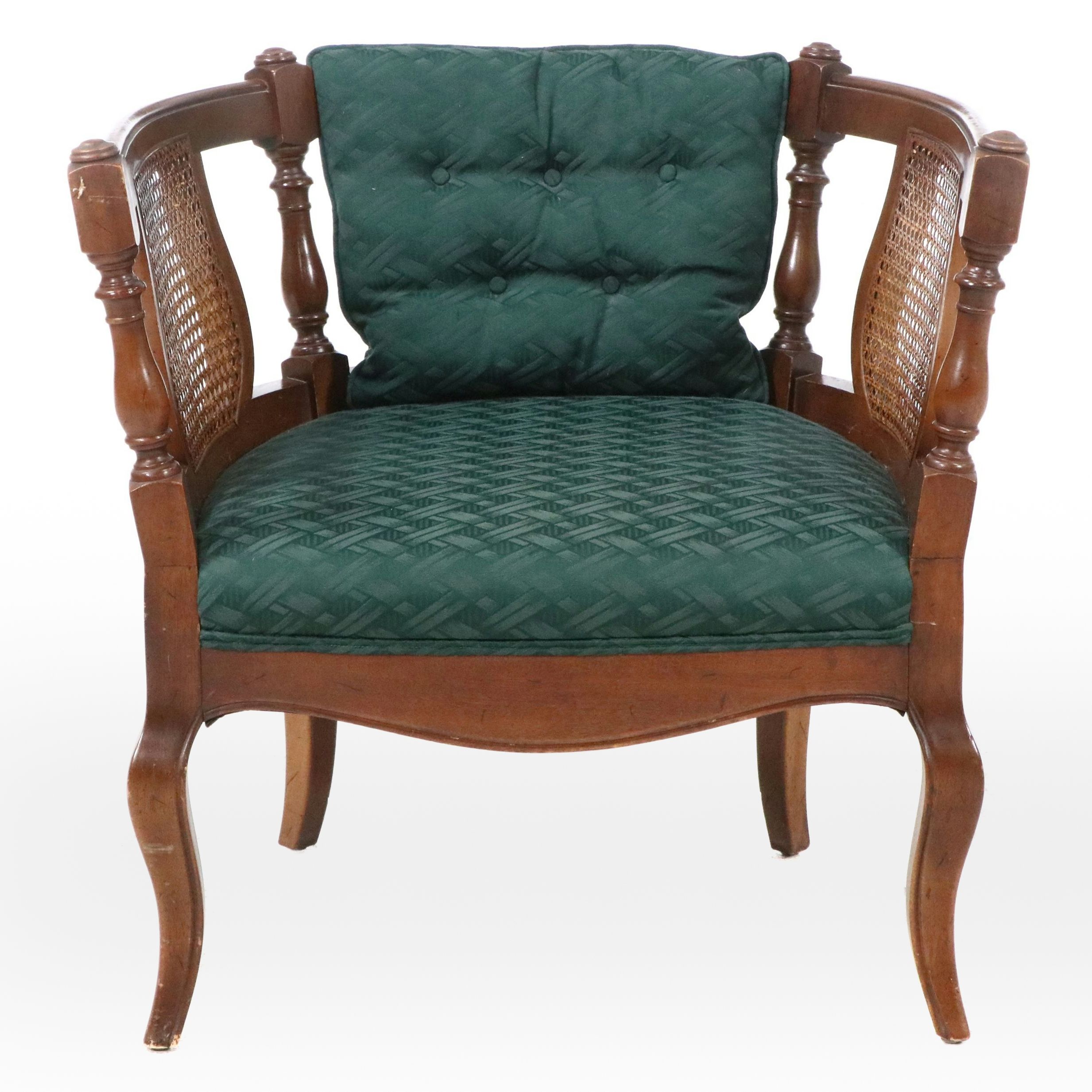 Vintage Caned Barrel Armchair