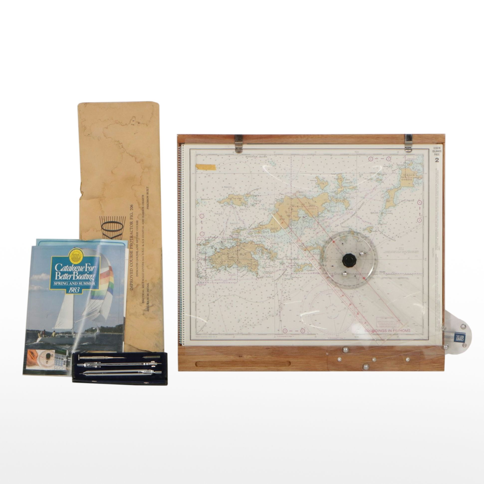 Boat Navigation Tools Including Compass, Ruler, and More