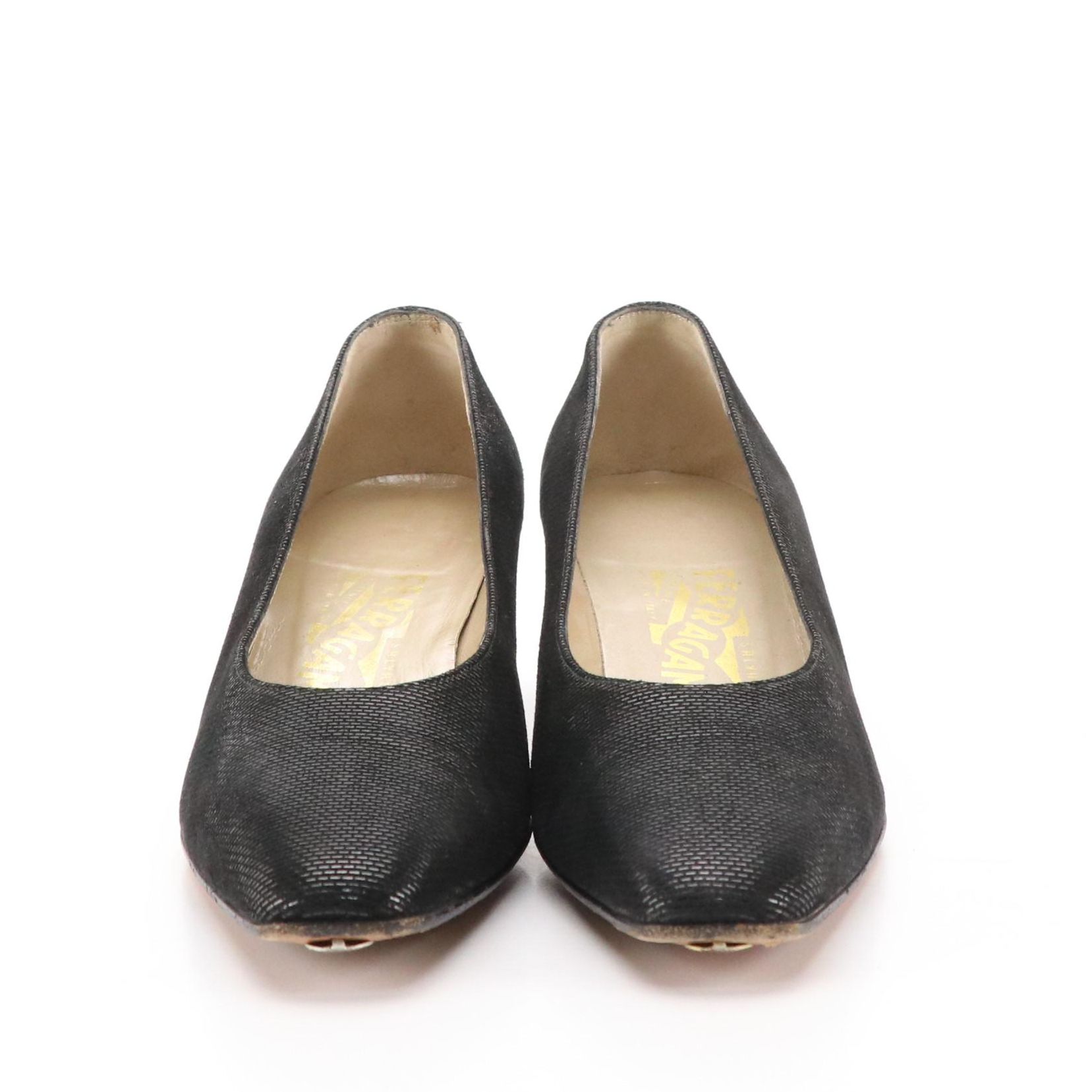 Salvatore Ferragamo Shiny Suede Low Heeled Shoes, Bally Heeled Leather Loafers