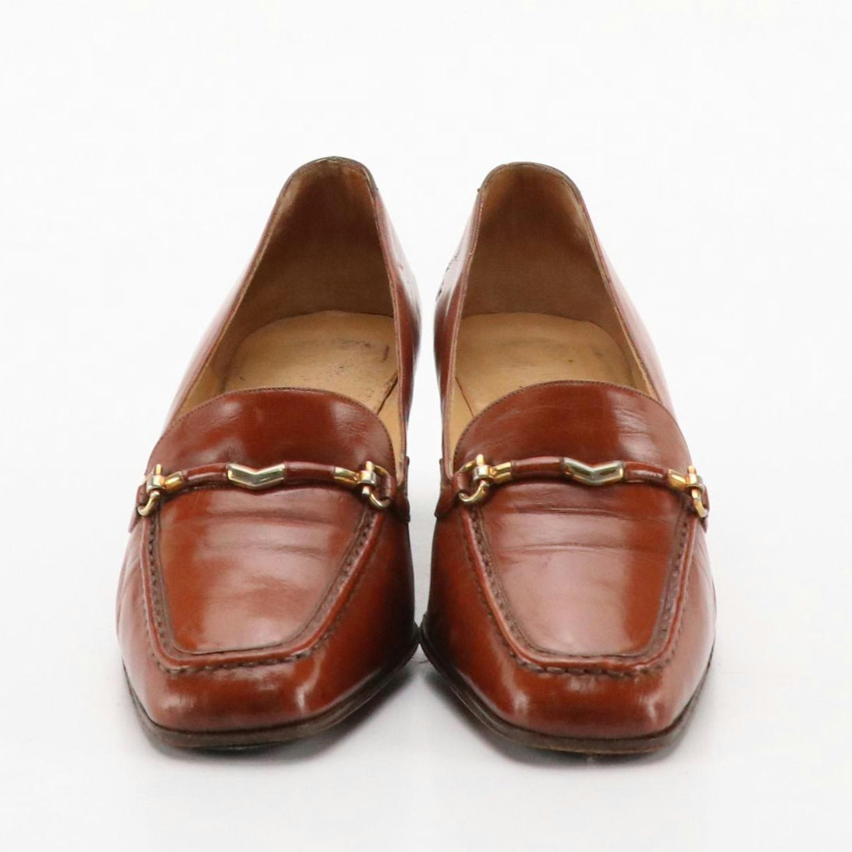 Bally and Bruno Magli Caramel Brown Leather Low-Heeled Shoes