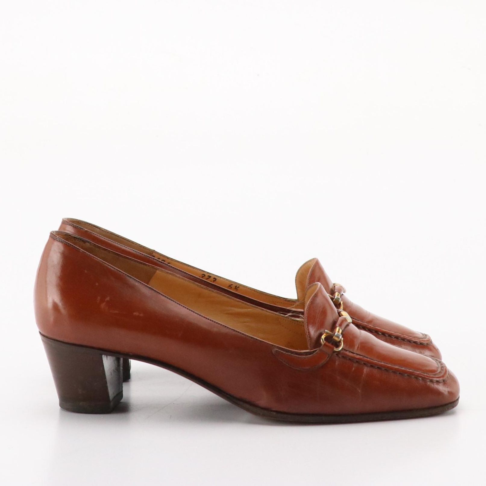 Bally and Bruno Magli Caramel Brown Leather Low-Heeled Shoes