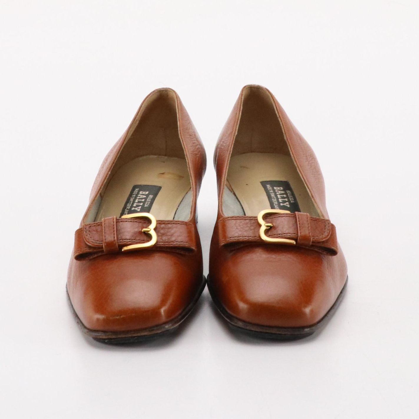 Bally and Bruno Magli Caramel Brown Leather Low-Heeled Shoes