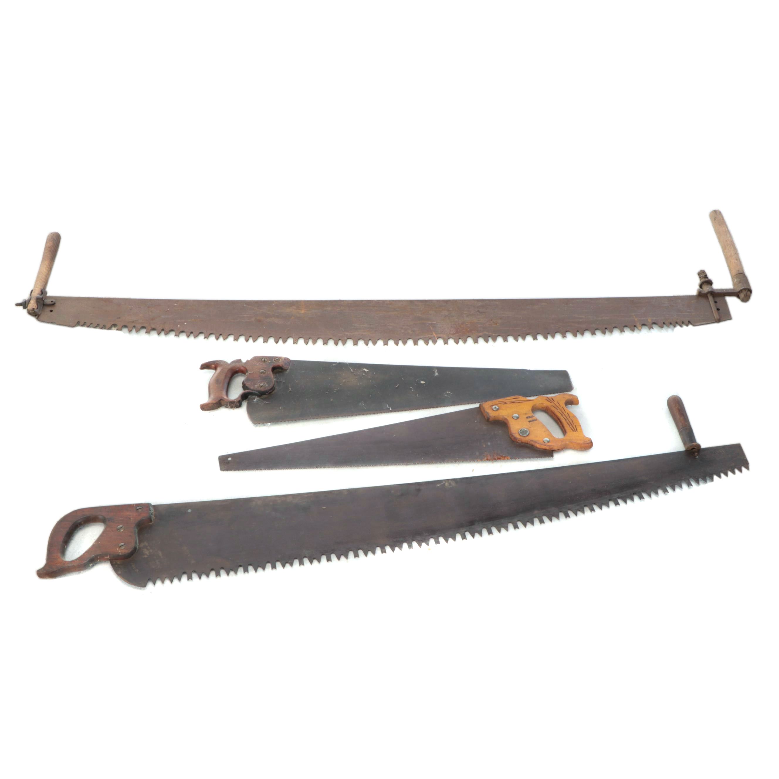 Two-Man Crosscut Saw, Hand Saws, and Spirit Level