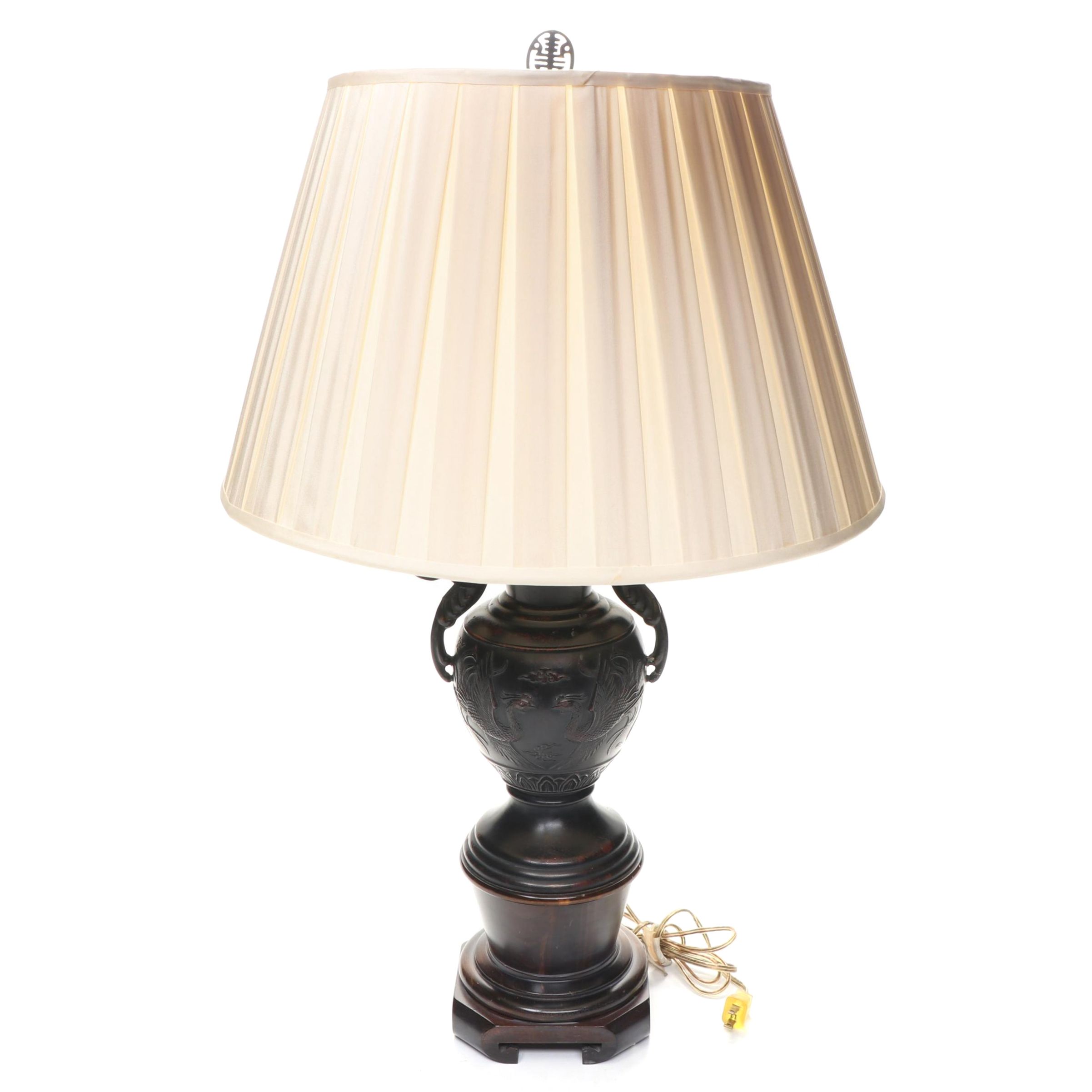 Bronzed Finish Phoenix Urn Table Lamp with Pleated Shade