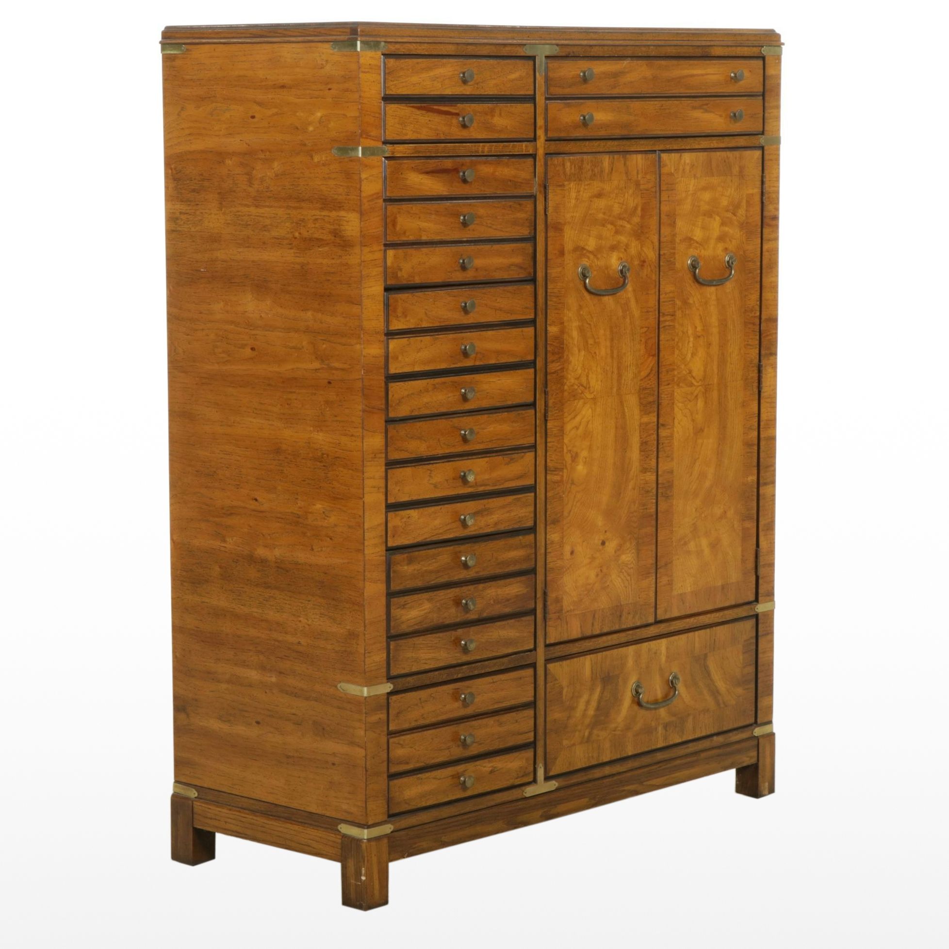 Lane Campaign Style Burled Walnut Gentleman's Chest