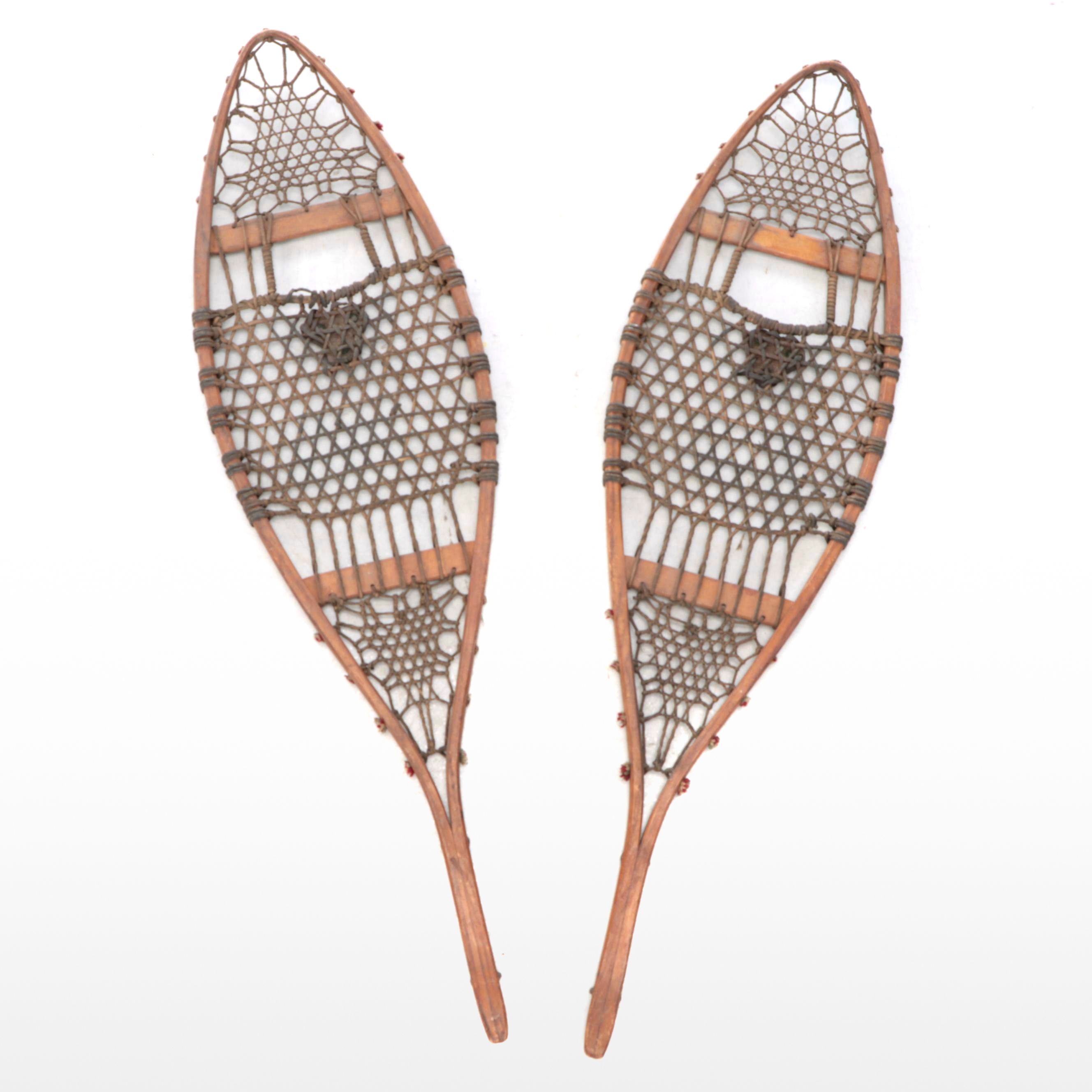 Wood and Stretched Hide Snowshoes, 20th Century