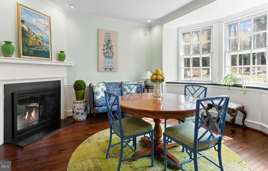 Four Blue-Painted Metal Cockpen Patio Dining Chairs