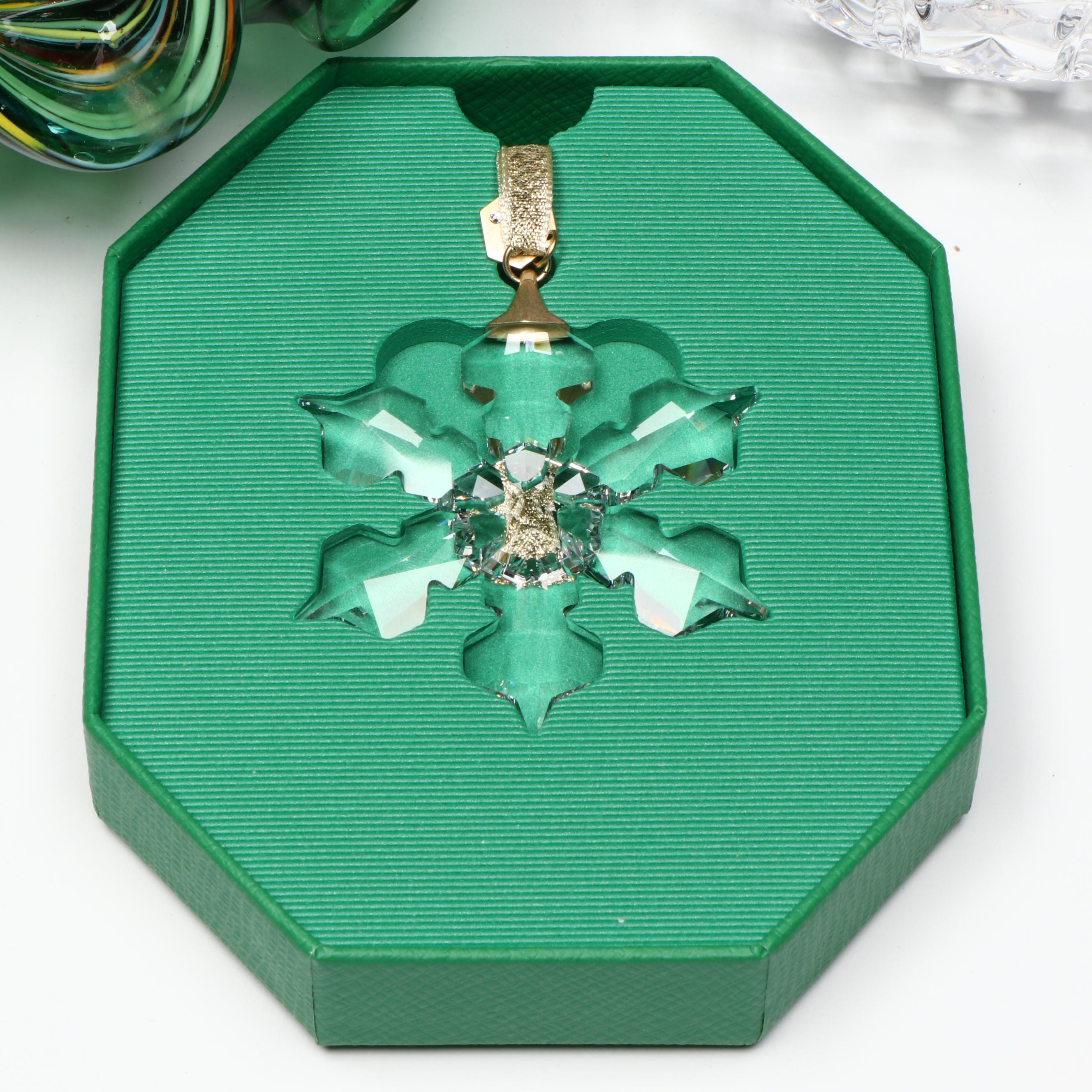 Waterford Crystal Bowl with Swarovski Ornament and Other Glass Bowl and Figure