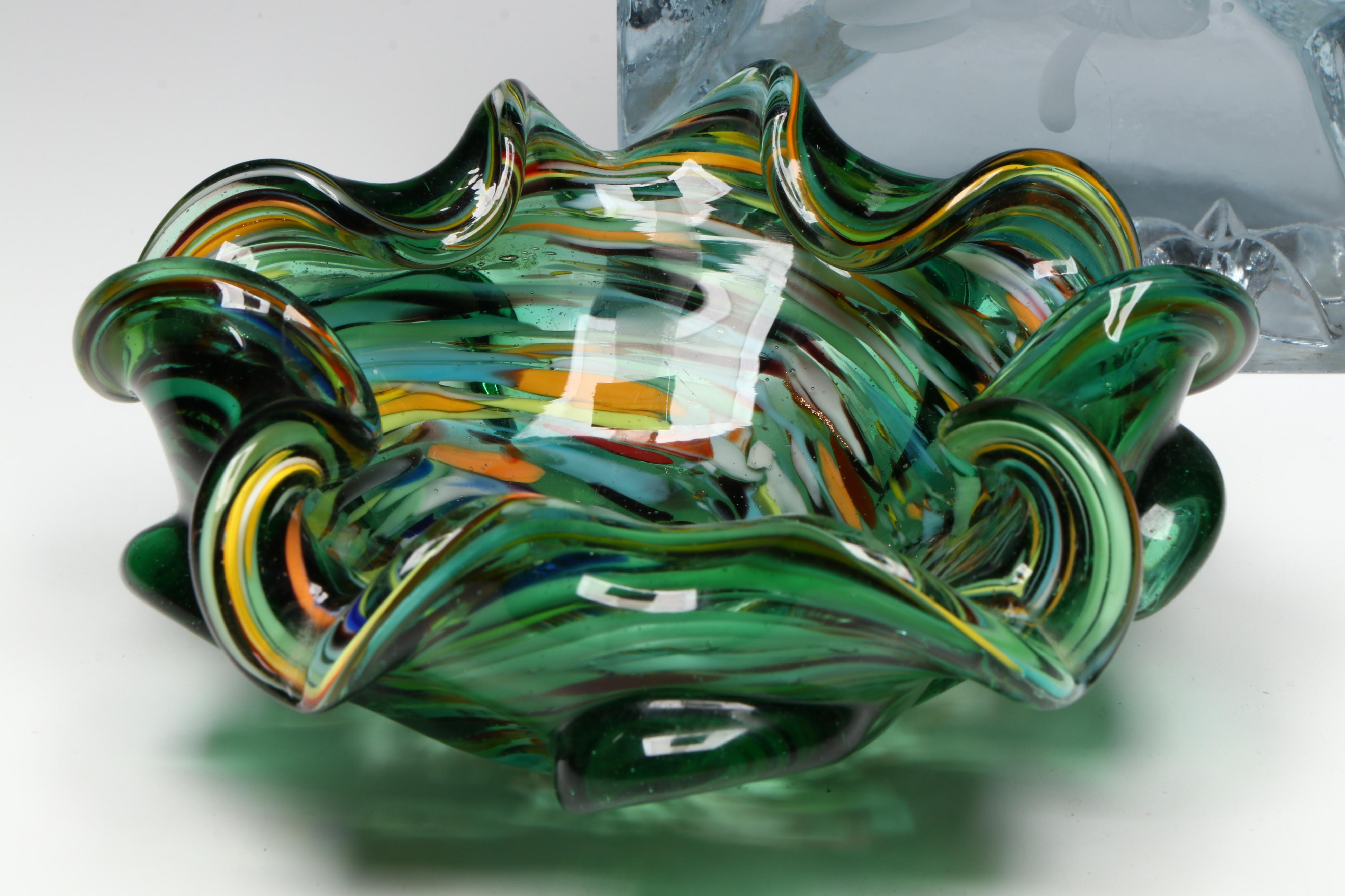 Waterford Crystal Bowl with Swarovski Ornament and Other Glass Bowl and Figure