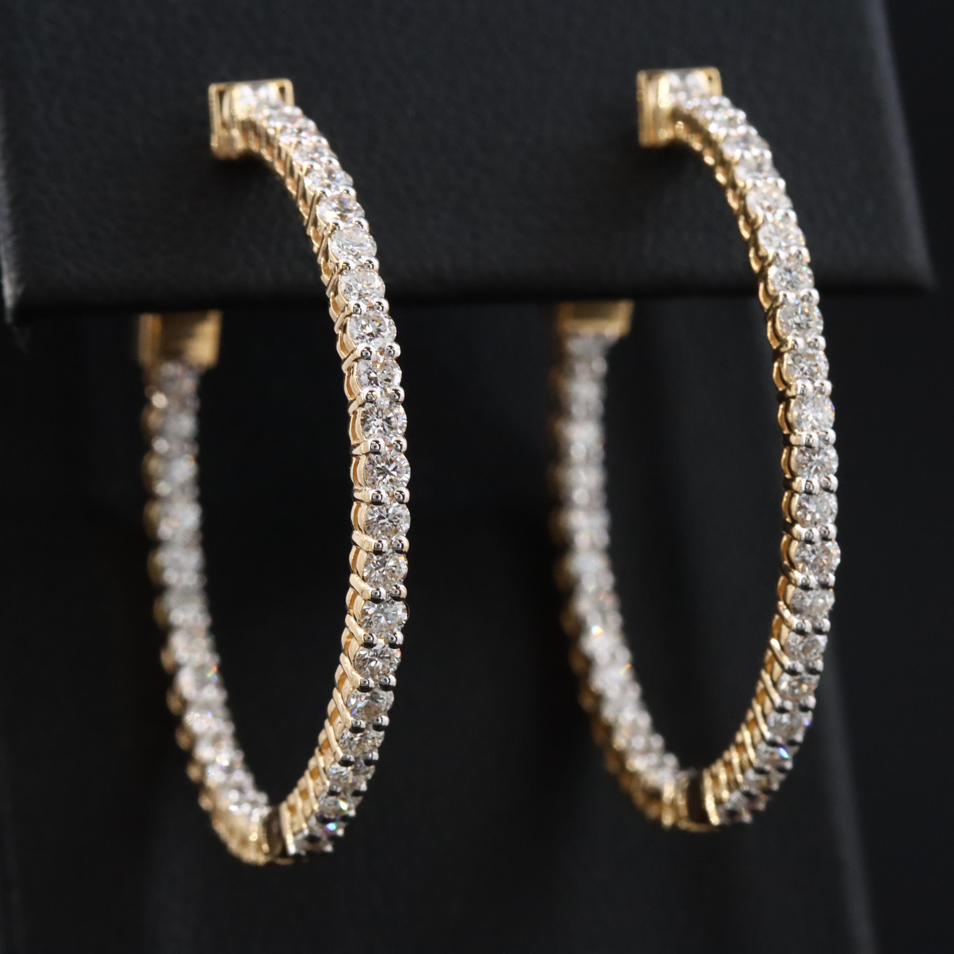 14K 2.01 CTW Diamond Inside-Out Hoop Earrings