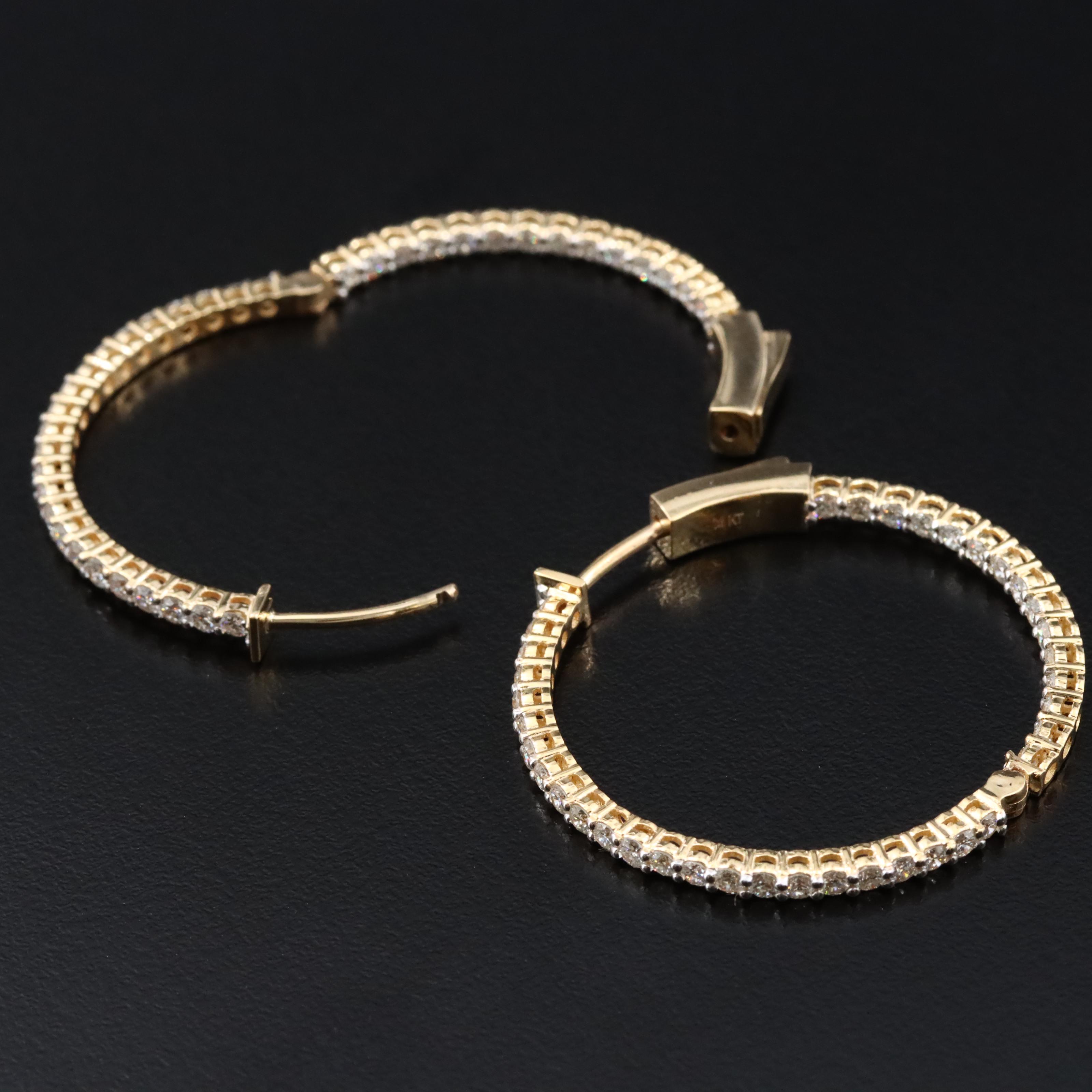 14K 2.01 CTW Diamond Inside-Out Hoop Earrings