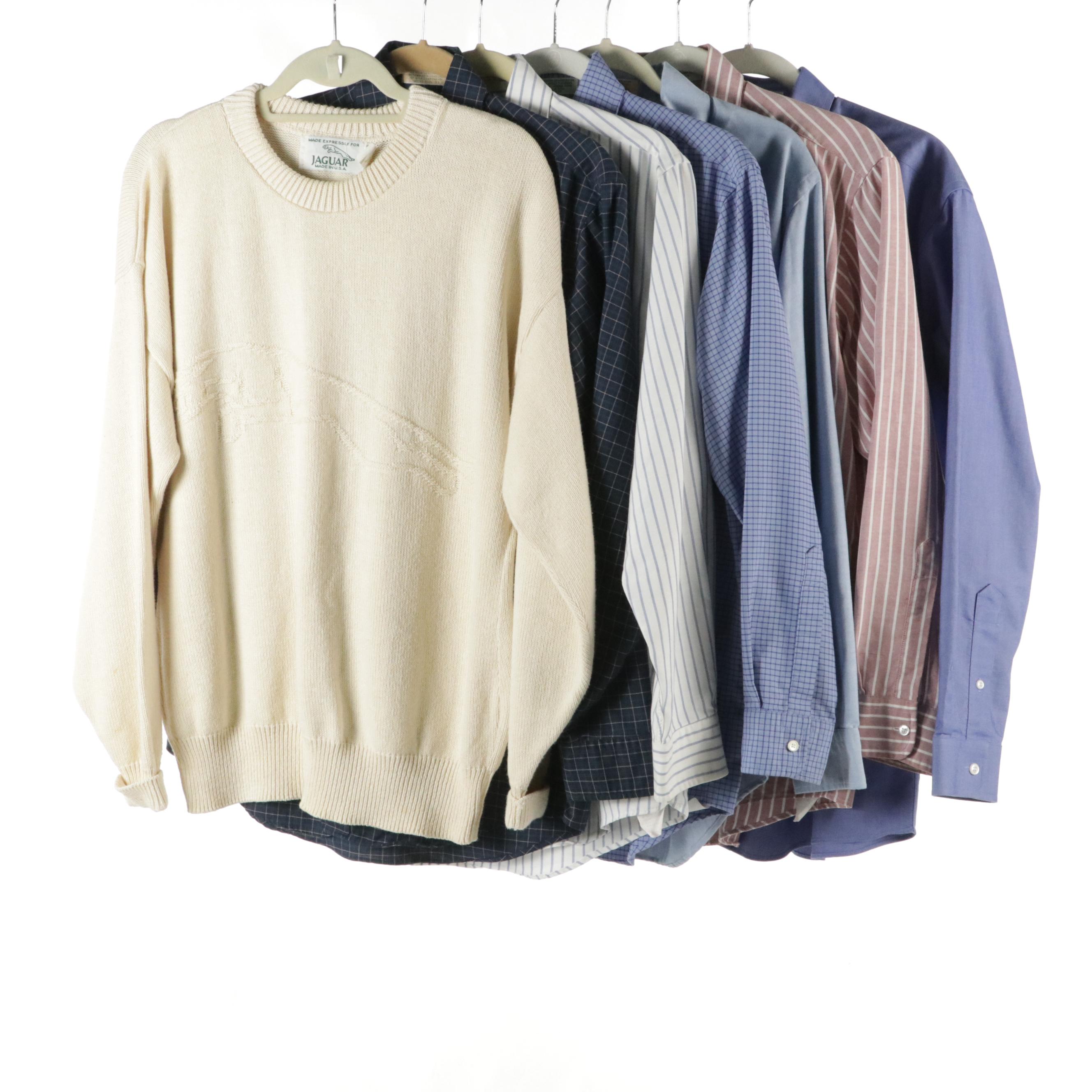 Men's Jaguar Knit Sweater and L.L.Bean Long Sleeve Button-Down Tops