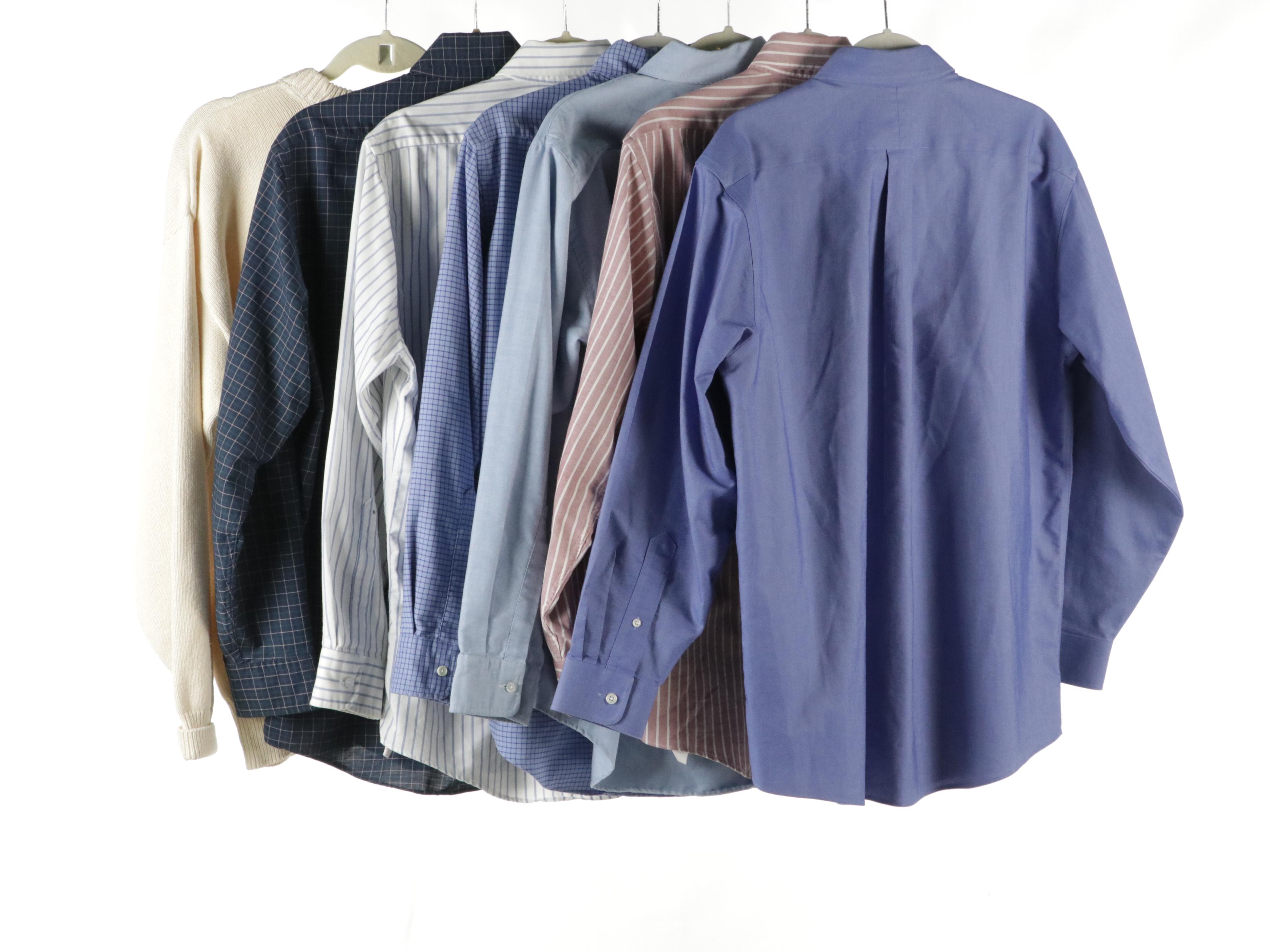 Men's Jaguar Knit Sweater and L.L.Bean Long Sleeve Button-Down Tops