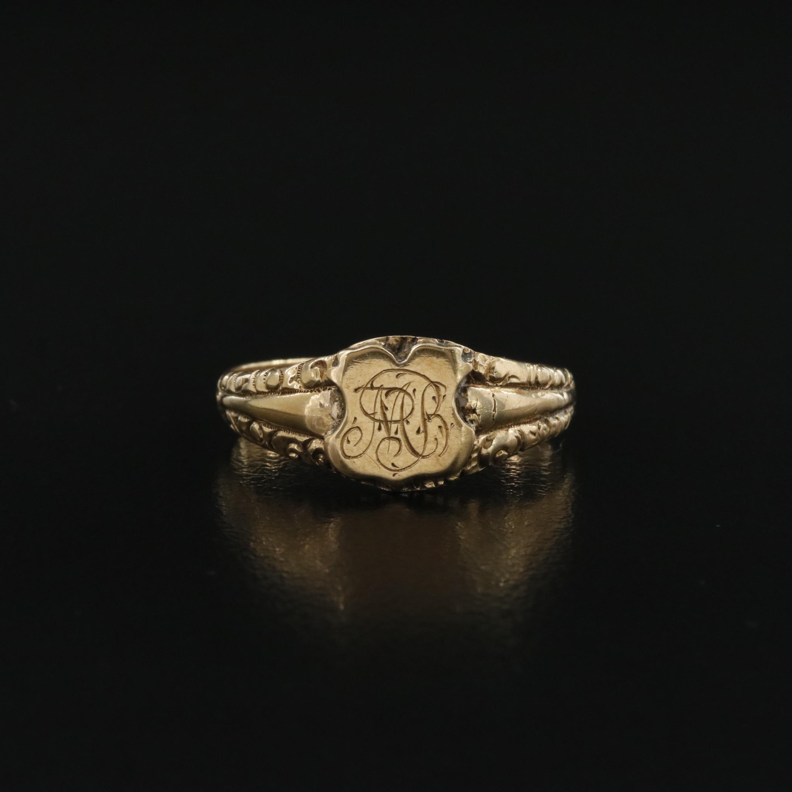 Antique 14K Monogrammed Signet Ring