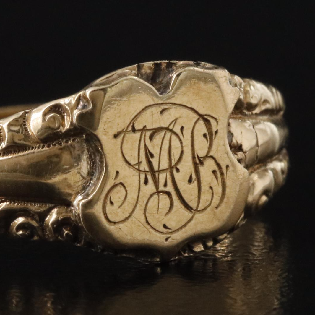 Antique 14K Monogrammed Signet Ring