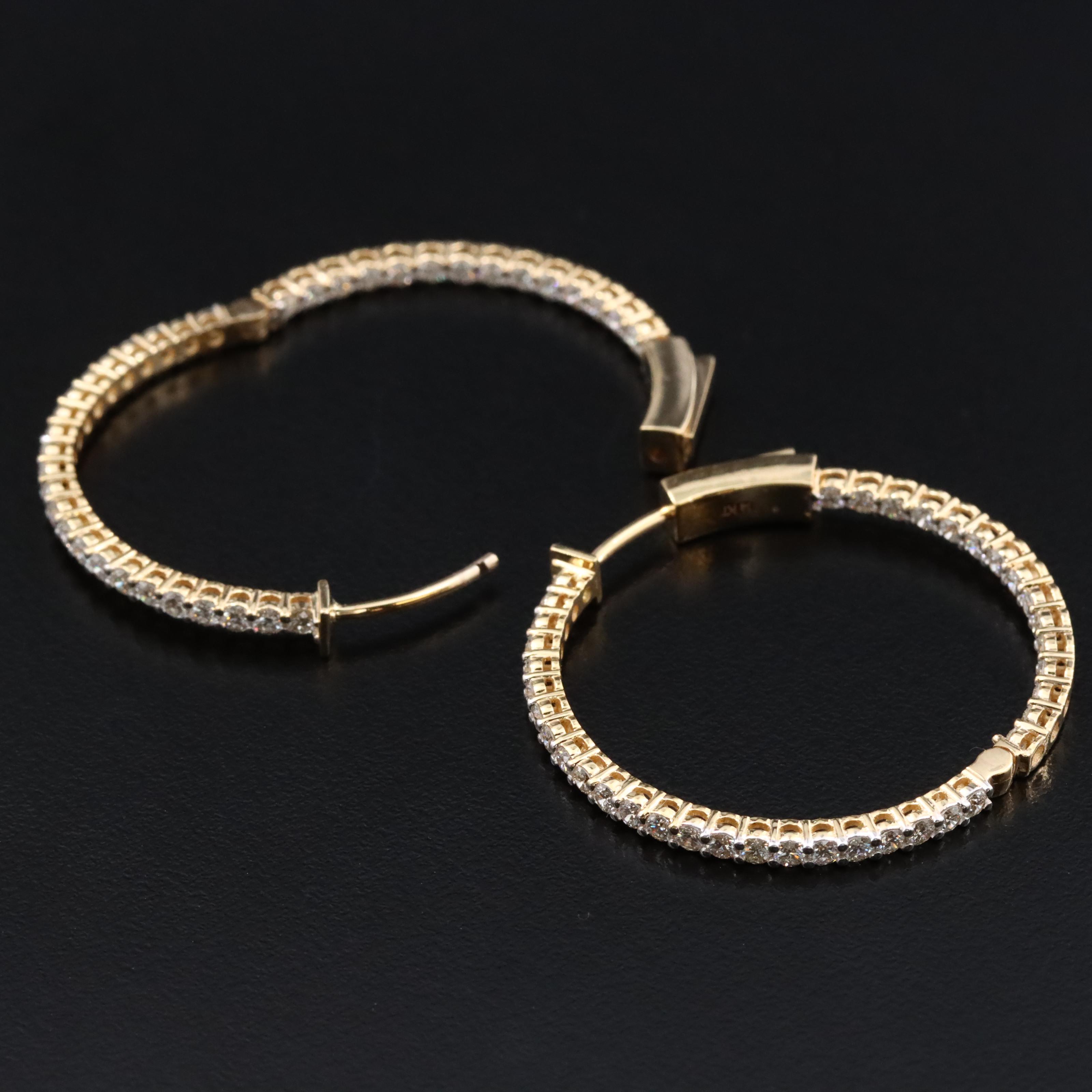14K 2.02 CTW Diamond Inside-Out Hoop Earrings