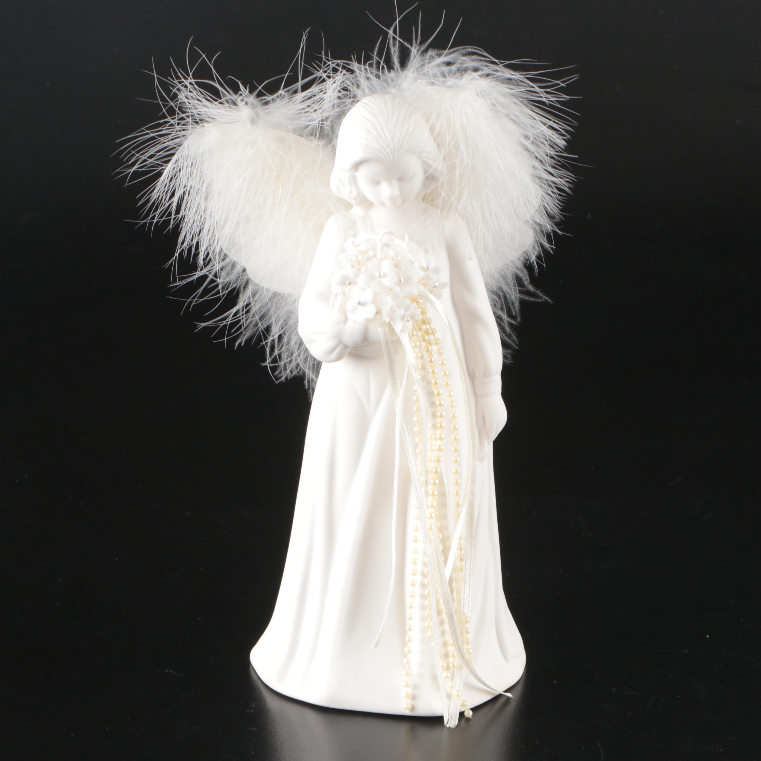 Longaberger "All American Hug" Ornament and Angel Figurine with Light-Up Bouquet