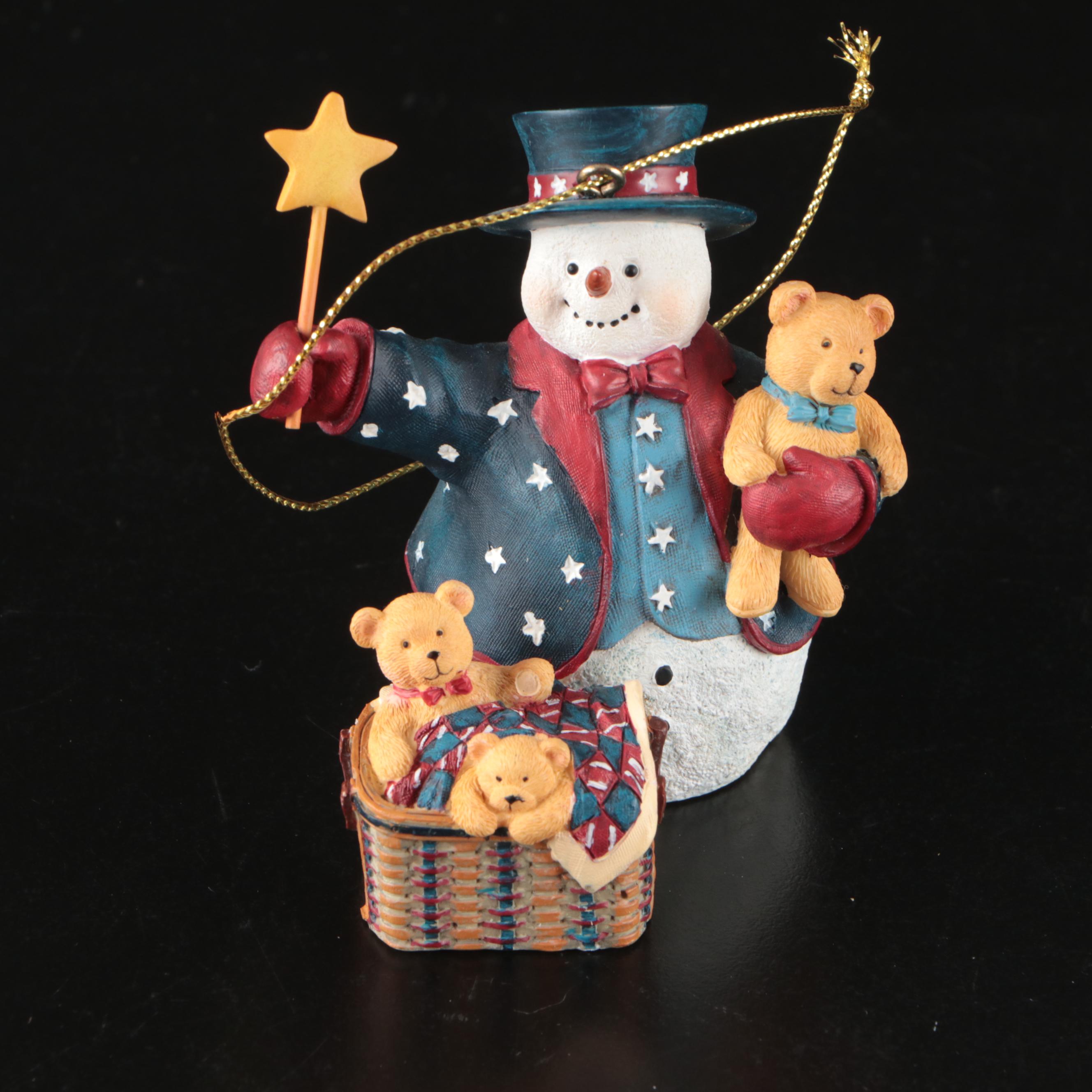 Longaberger "All American Hug" Ornament and Angel Figurine with Light-Up Bouquet