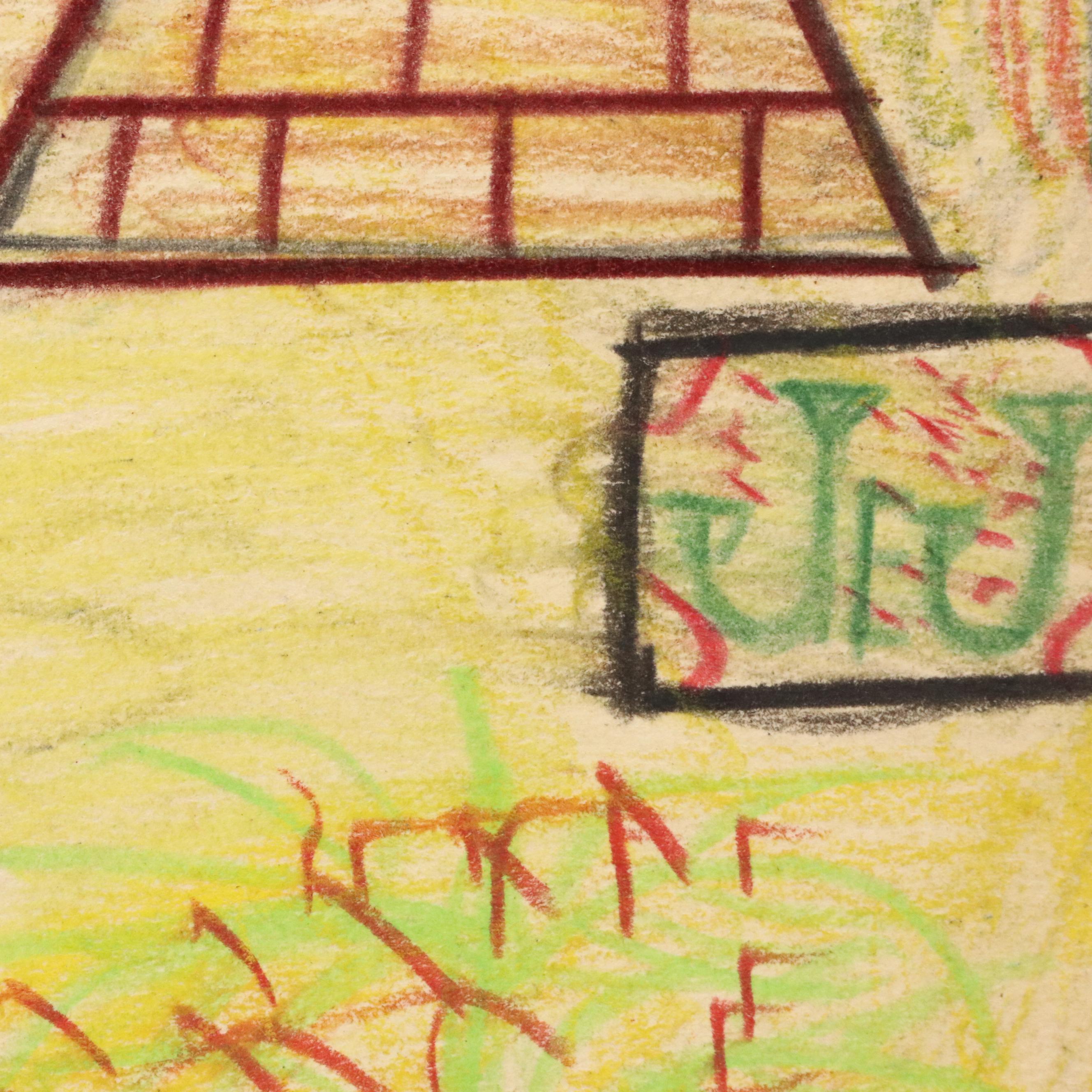 Self-Taught Artist Wax Stick Drawing, Mid-to-Late 20th Century