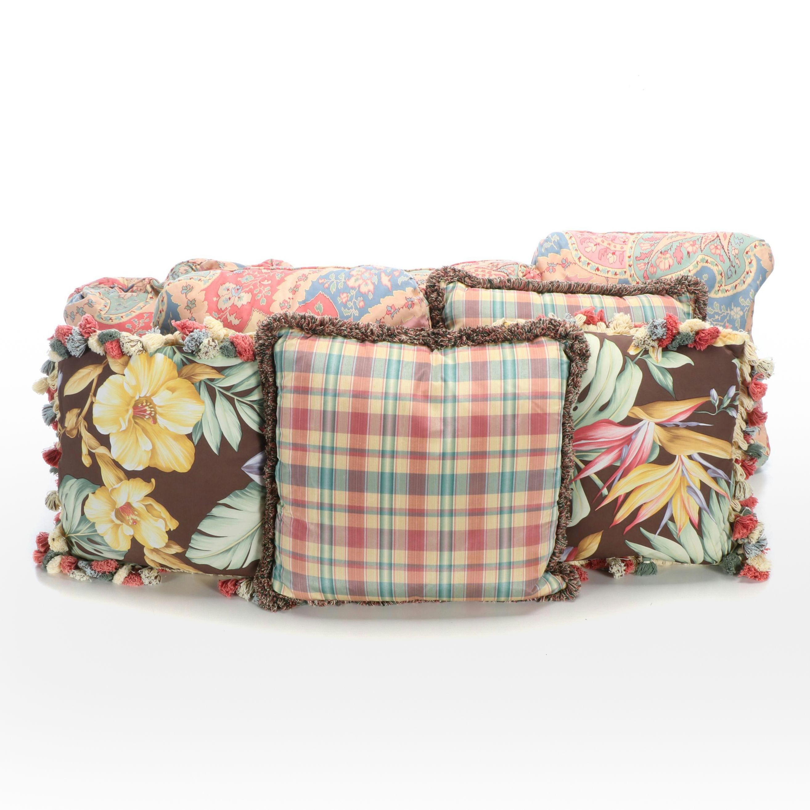 Paisley Cushions with Plaid and Floral Throw Pillows