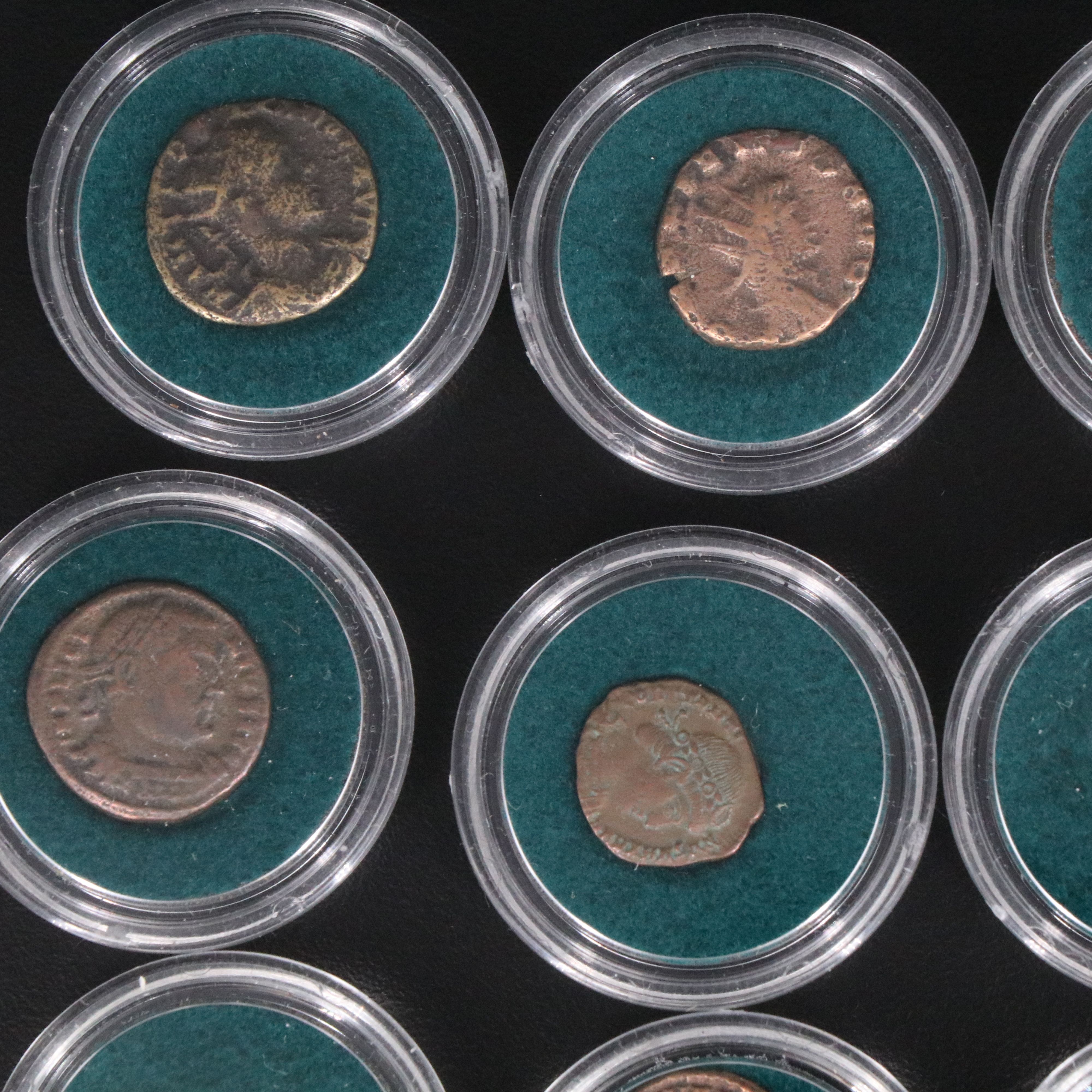 Sixteen Ancient Roman Imperial Bronze Coins, ca. 250 to 350 A.D.