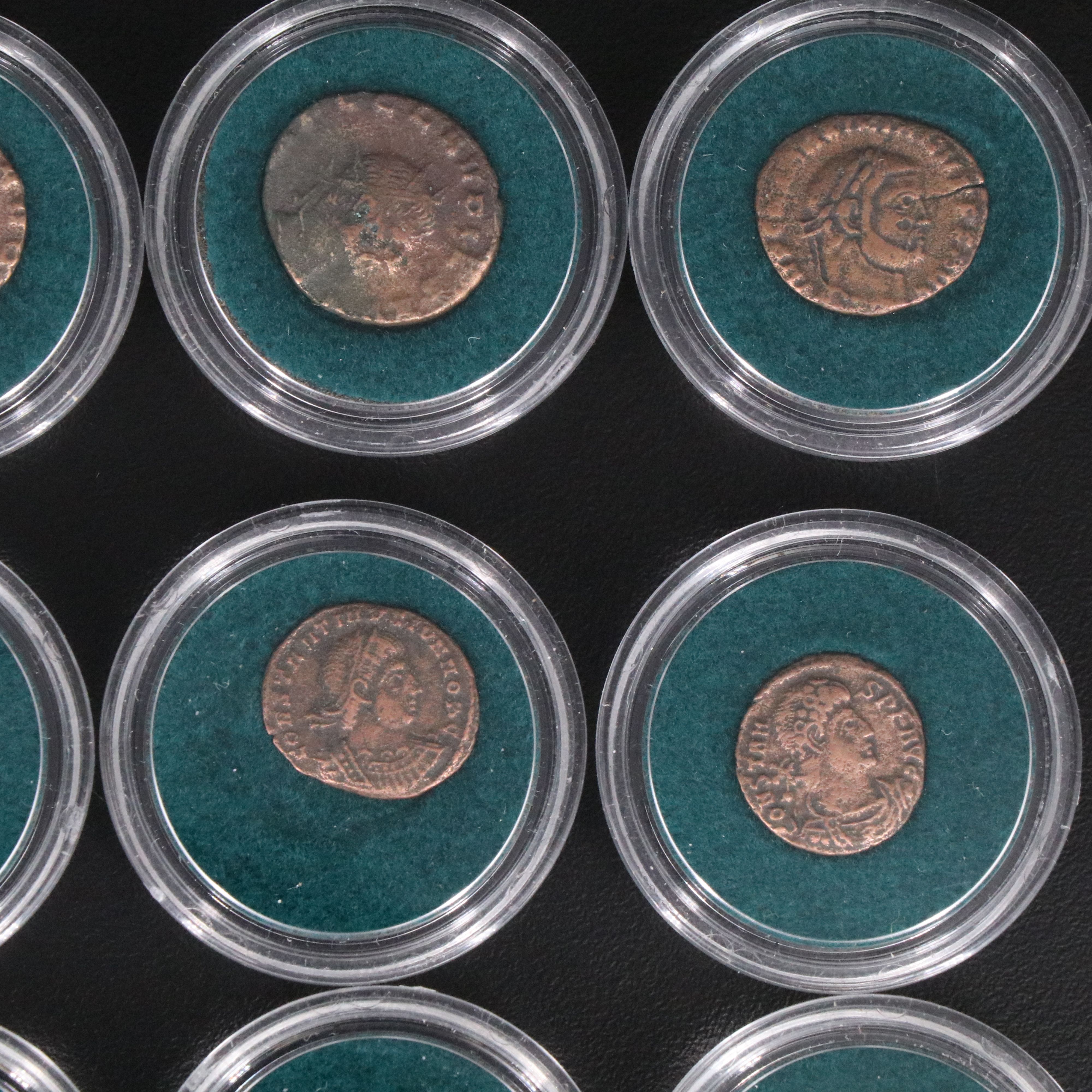 Sixteen Ancient Roman Imperial Bronze Coins, ca. 250 to 350 A.D.