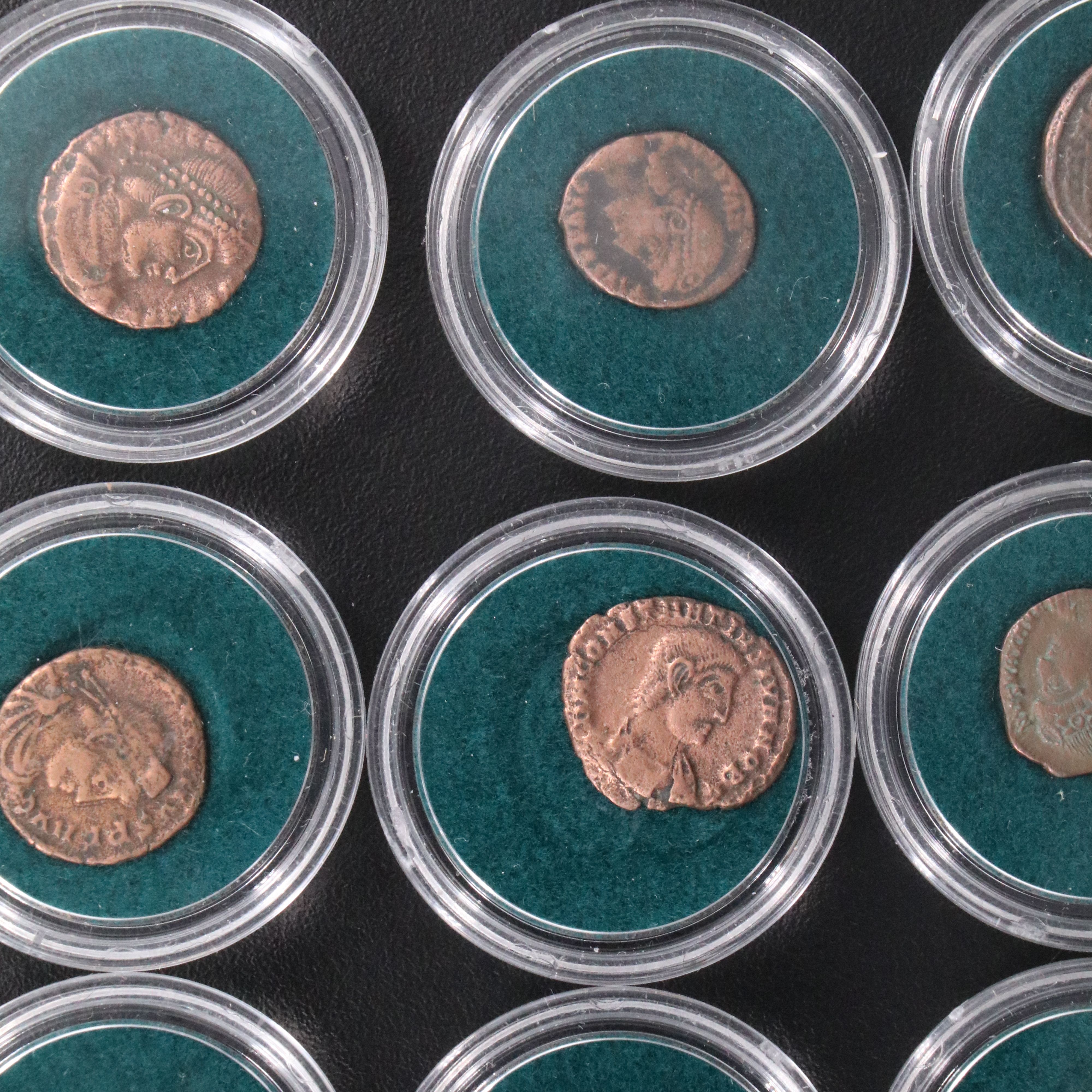 Sixteen Ancient Roman Imperial Bronze Coins, ca. 250 to 350 A.D.