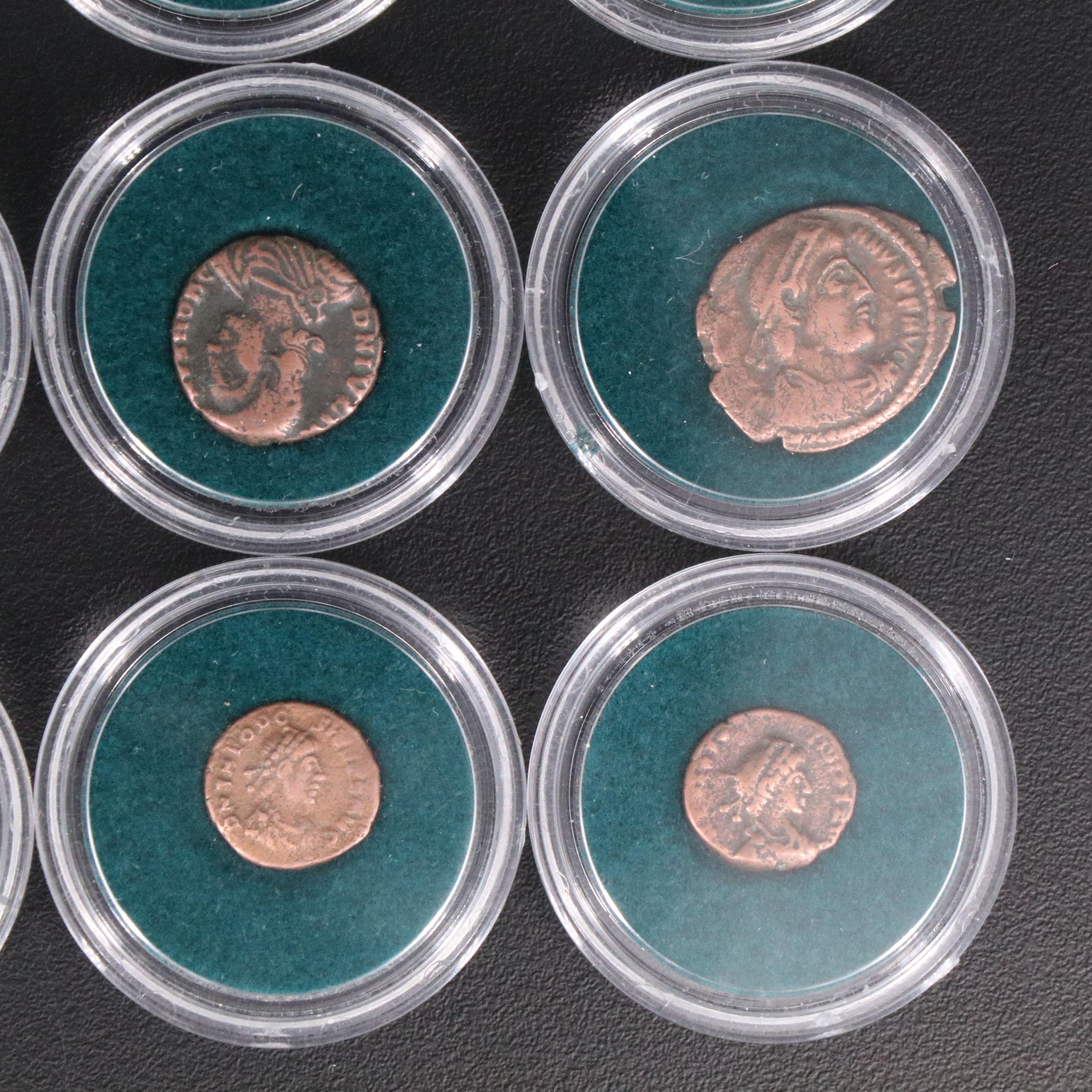 Sixteen Ancient Roman Imperial Bronze Coins, ca. 250 to 350 A.D.