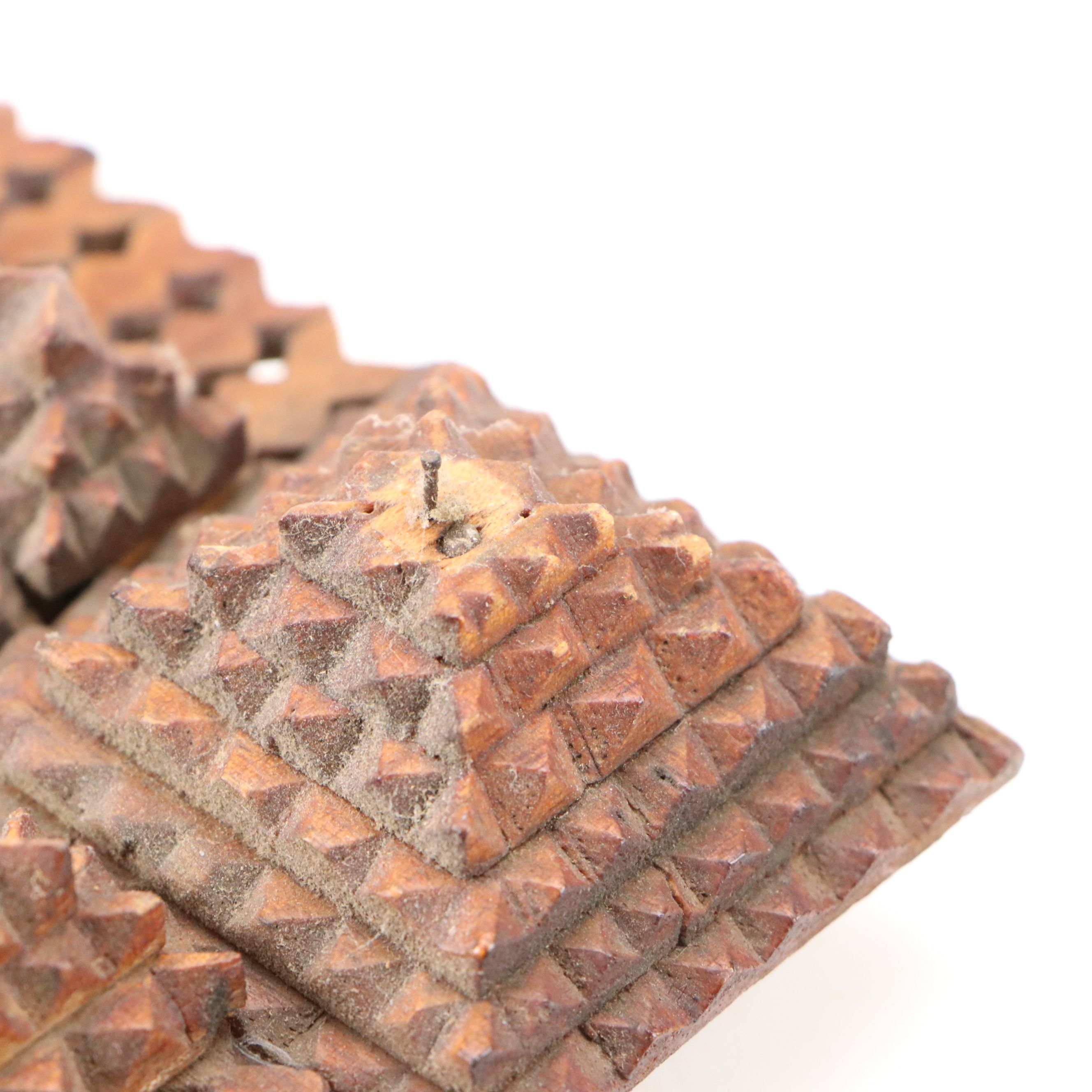 Hand-Carved Wooden Tramp Art Picture Frame with Photo of Labrador, Early 20th C.