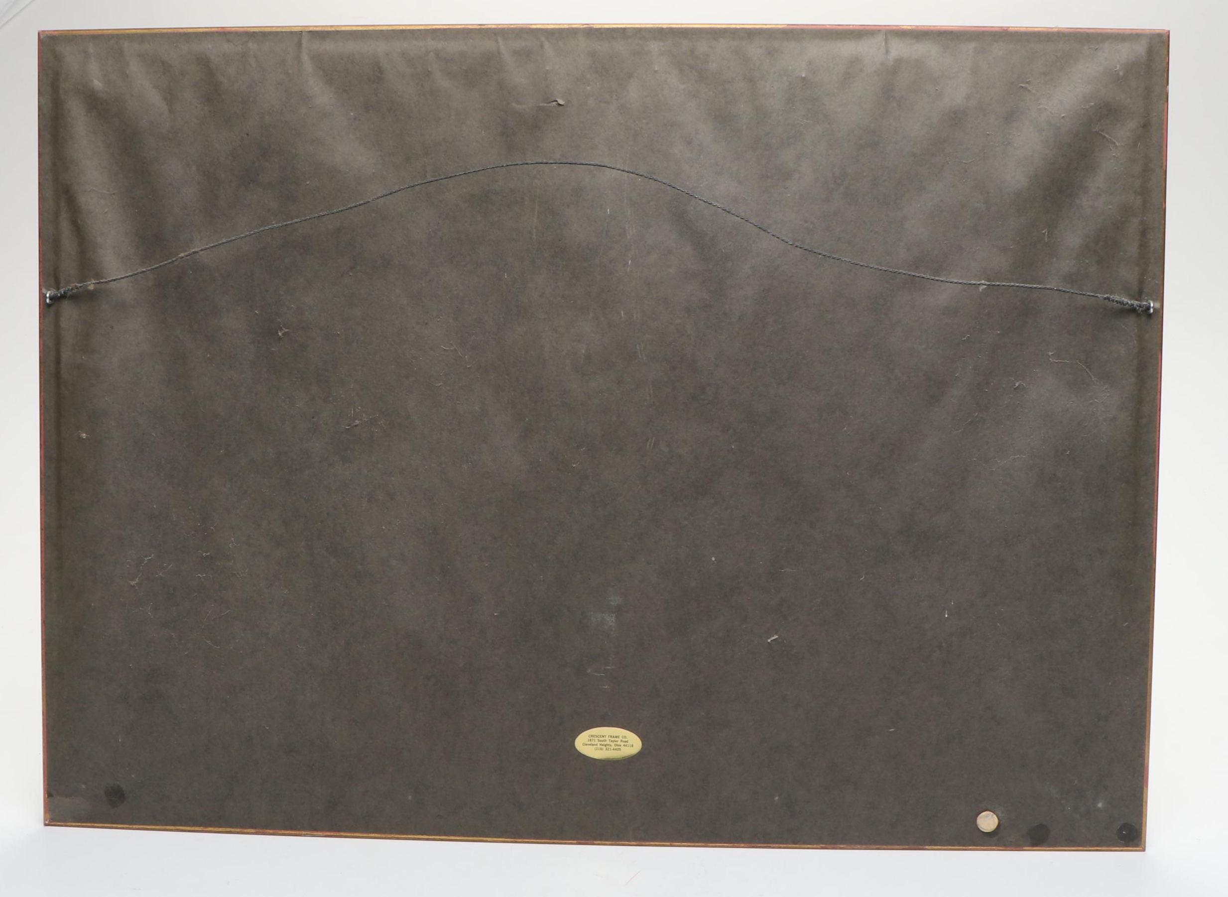 Hand-Painted Floral Motif Folding Fan in Giltwood Frame, Late 20th Century