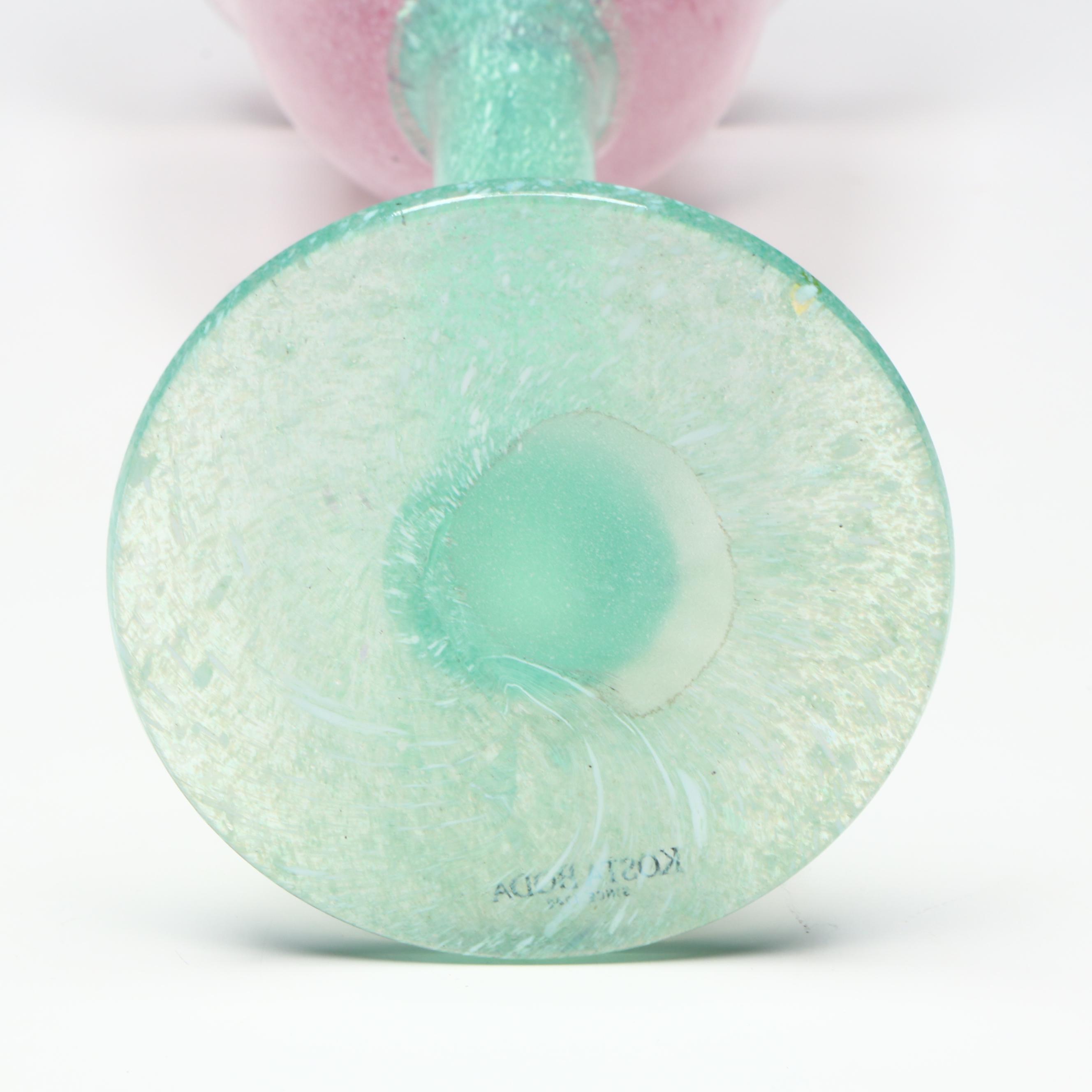 Ulrica Hydman-Vallien for Kosta Boda "Atelje" Tulip Art Glass Wine Glass